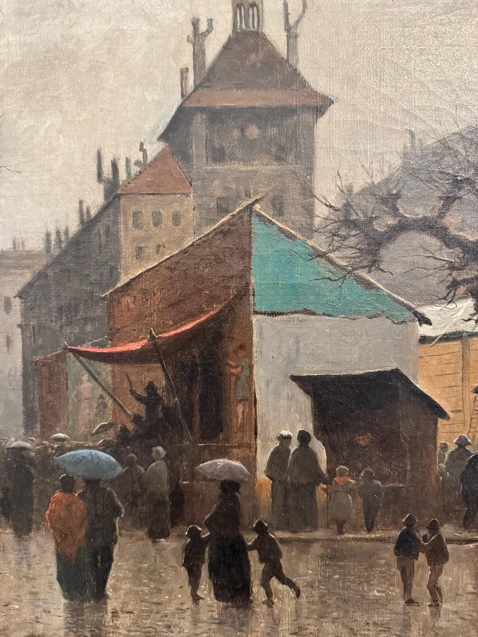 Markt auf dem Tour de l'île in Genf, um 1890 im Angebot 13