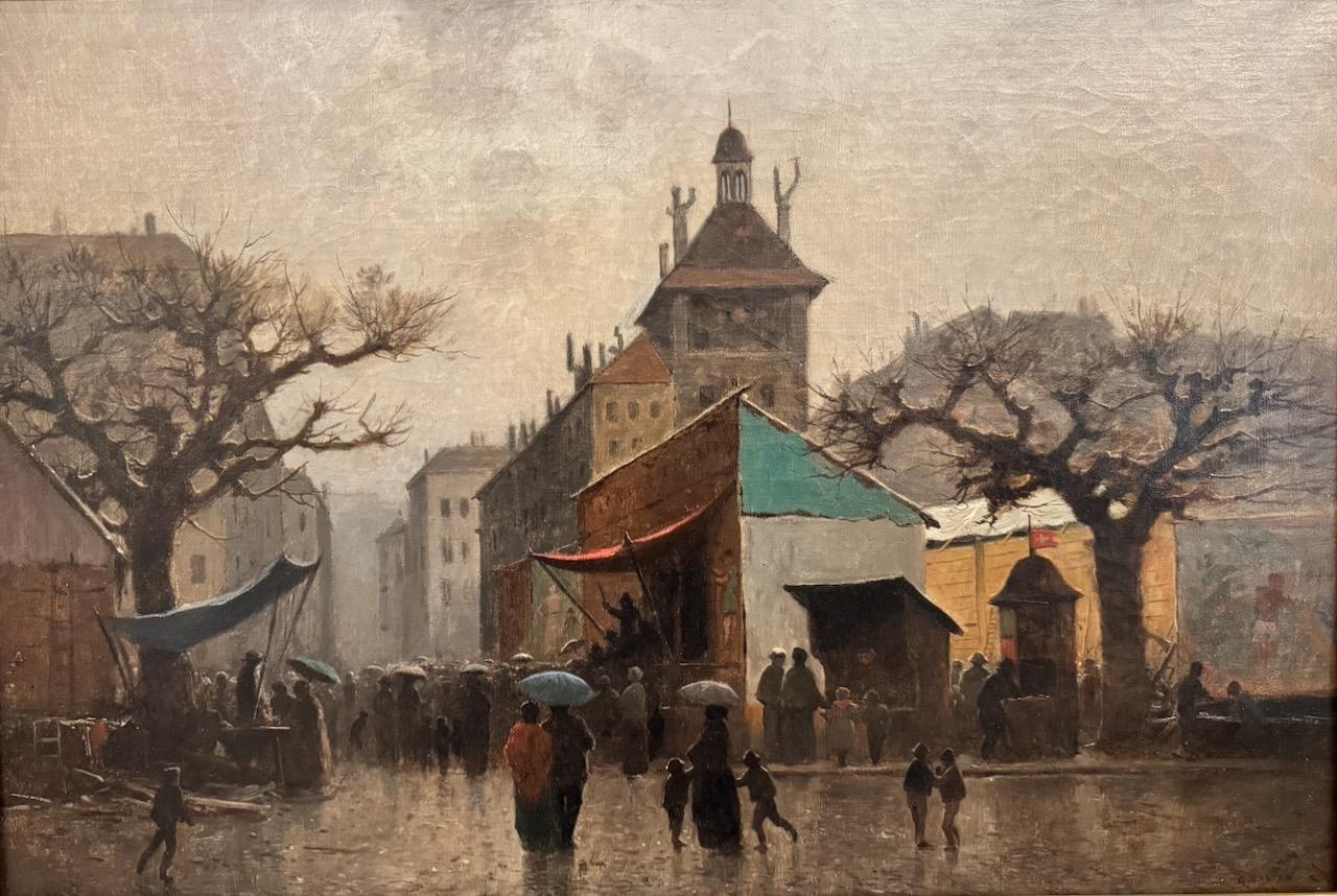 Markt auf dem Tour de l'île in Genf, um 1890