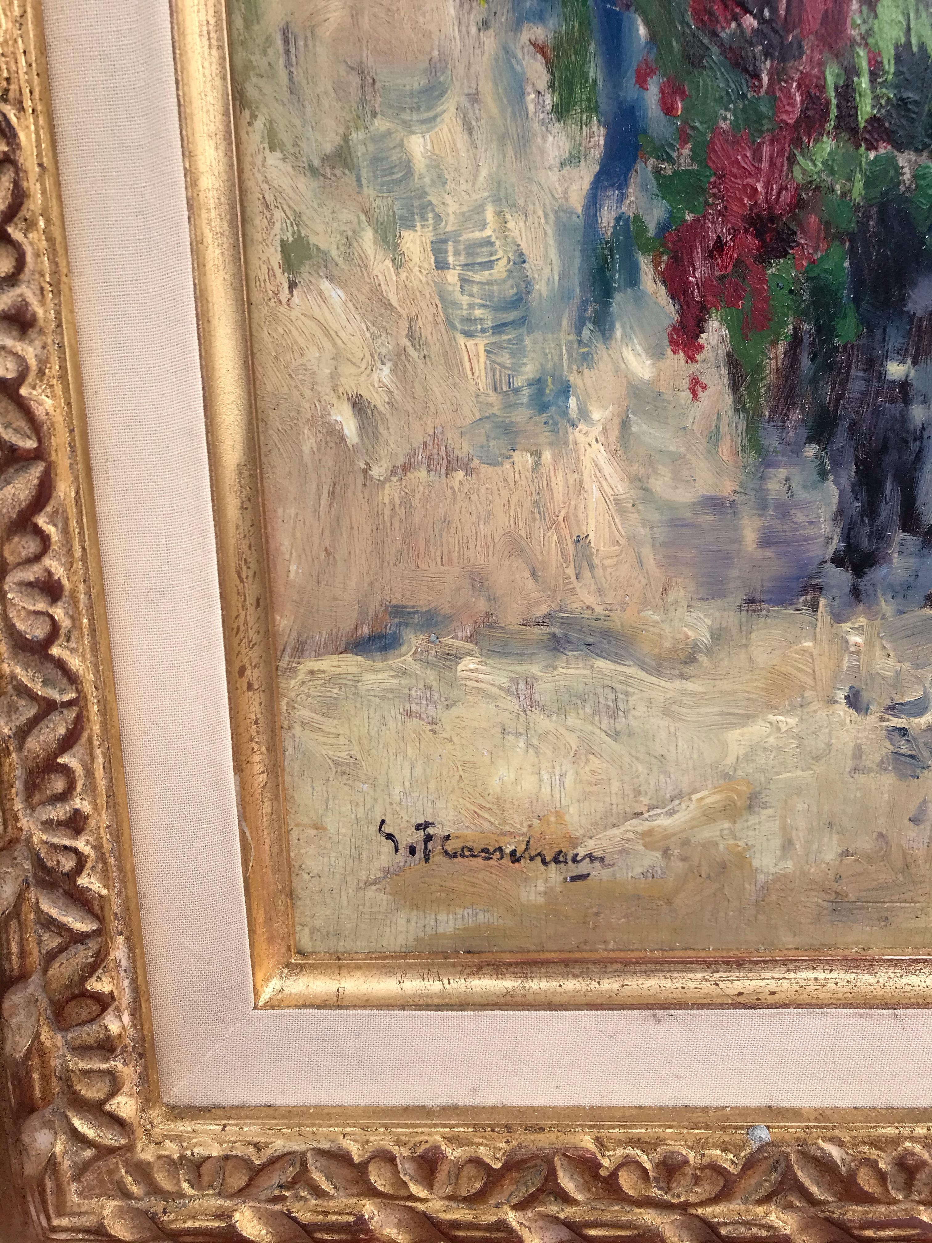 Next to the Bougainvillea  - Orientalist Painting   2