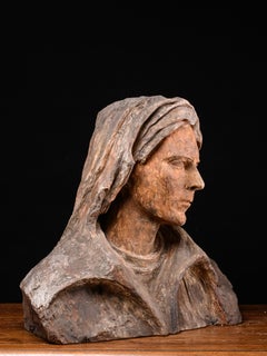 Sculptured polychromed Male modelled Bust from artist workshop.