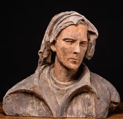 Sculptured polychromed Male modelled Bust from artist workshop.