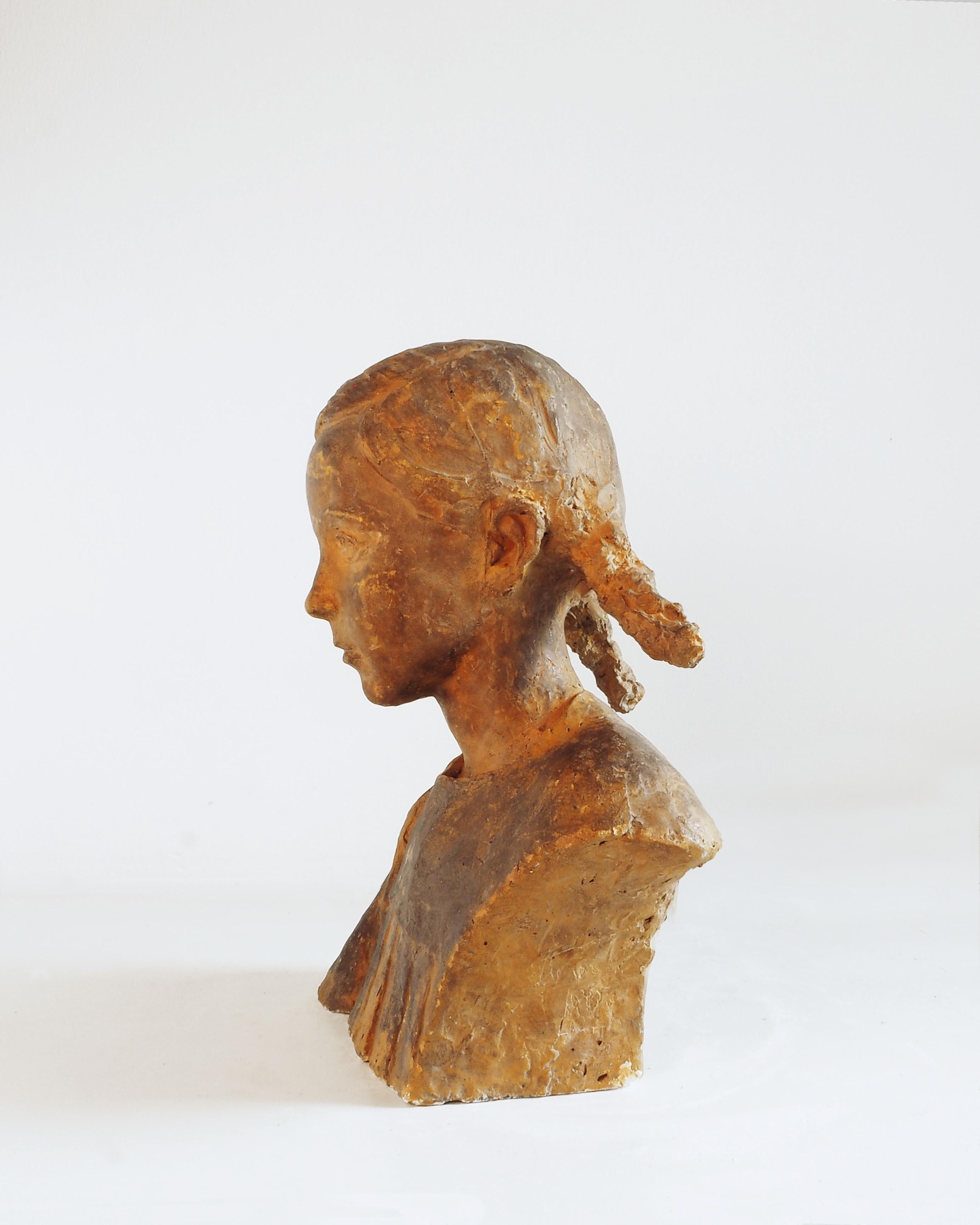 Bambinibüste mit drei Stöcken - Gesso policromo - Gustave Fontaine 1877- 1952 im Angebot 3