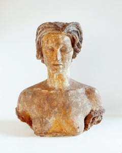 Antique Busto donna gesso policromo - Gustave Fontaine 1877- 1952