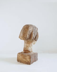 Testa bambina con base - gesso policromo - Gustave Fontaine 1877- 1952