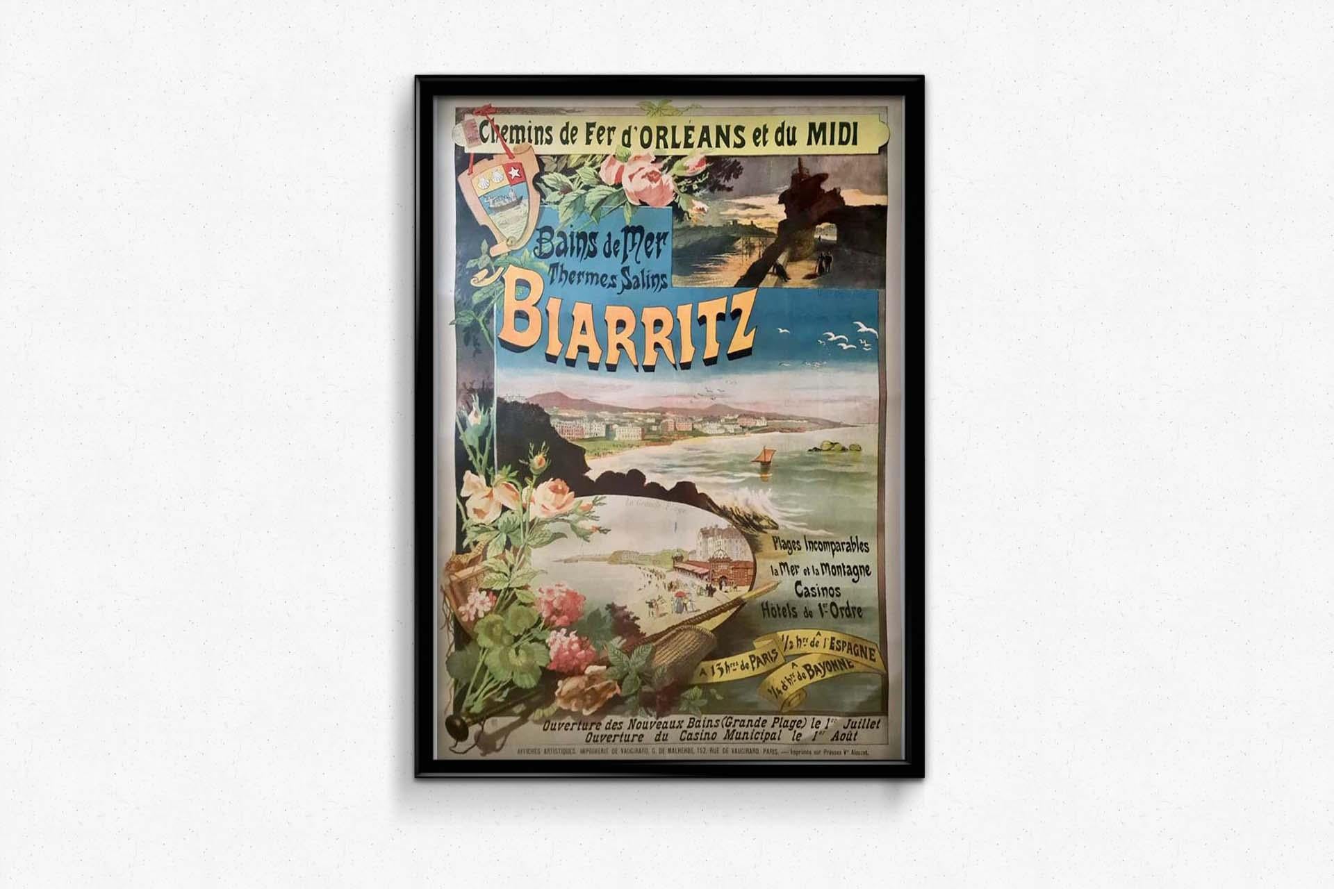 Original poster for the Chemin de Fer d'Orléans et du Midi to Biarritz 2