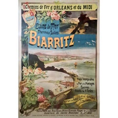 Affiche originale du Chemin de Fer d'Orléans et du Midi à Biarritz