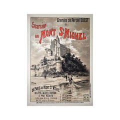 Original travel poster for the Chemins de fer de l'Ouest - Mont St-Michel