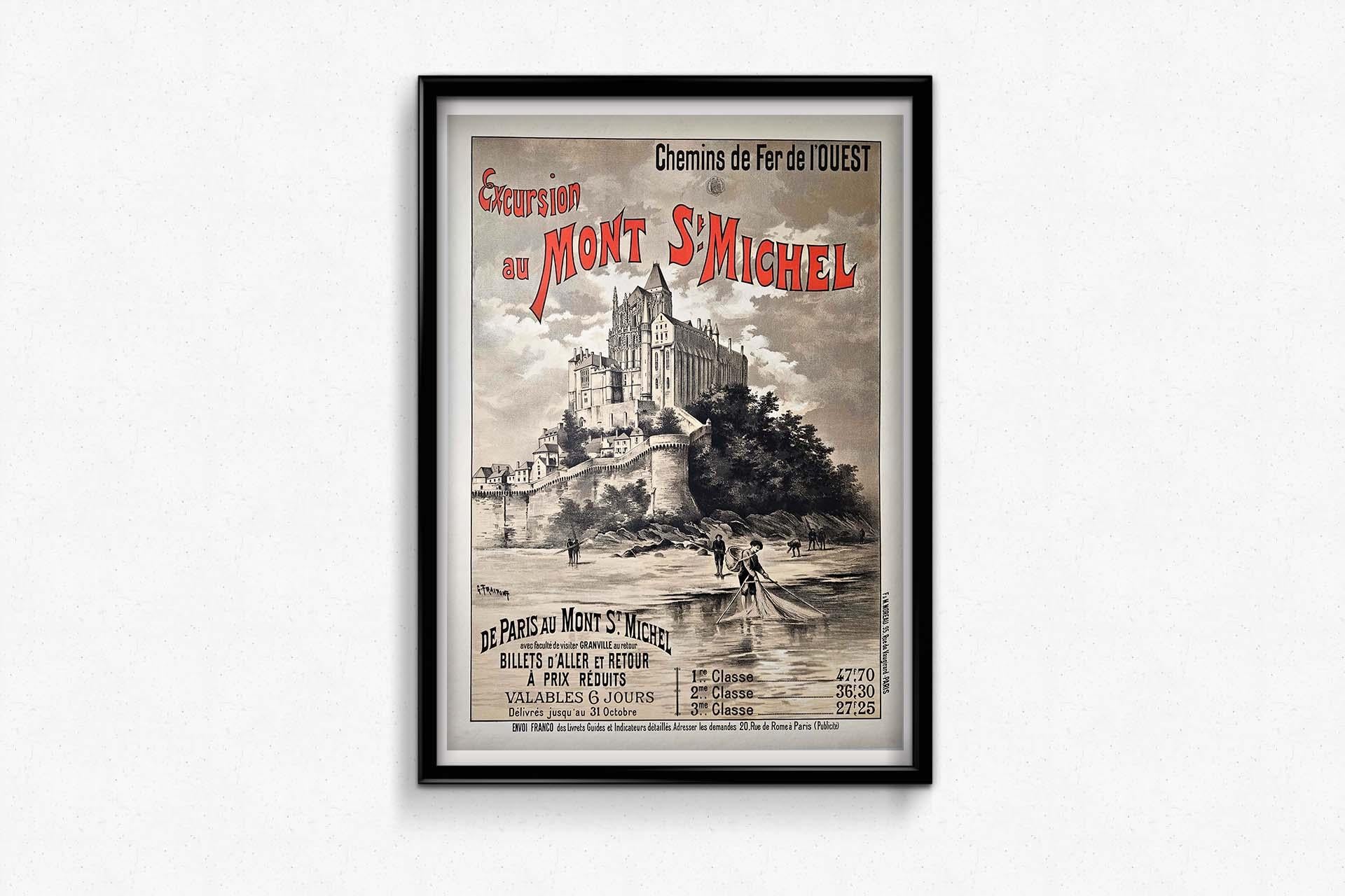  Original travel poster for the Chemins de fer de l'Ouest - Mont St-Michel For Sale 1