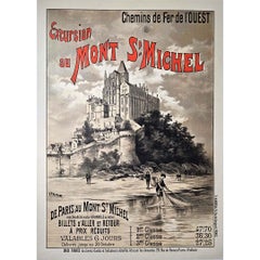 Original travel poster for the Chemins de fer de l'Ouest - Mont St-Michel