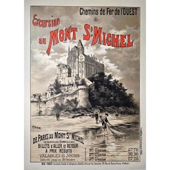 Antique  Original travel poster for the Chemins de fer de l'Ouest - Mont St-Michel