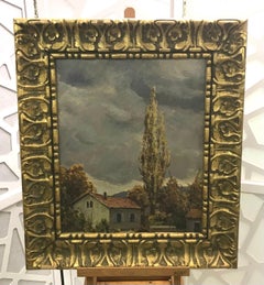 El árbol sobre la casa de Gustave François - Óleo sobre madera 38x46 cm