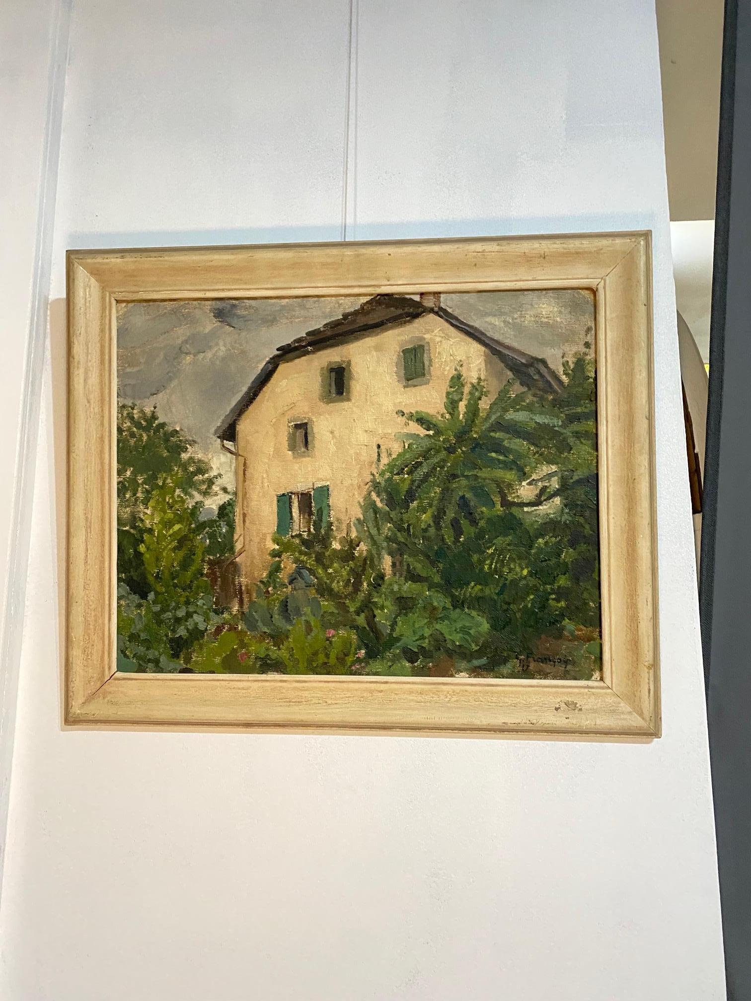 Villa von Gustave François Barraud - Öl auf Leinwand 41x52 cm (Moderne), Painting, von Gustave Francois (Barraud)