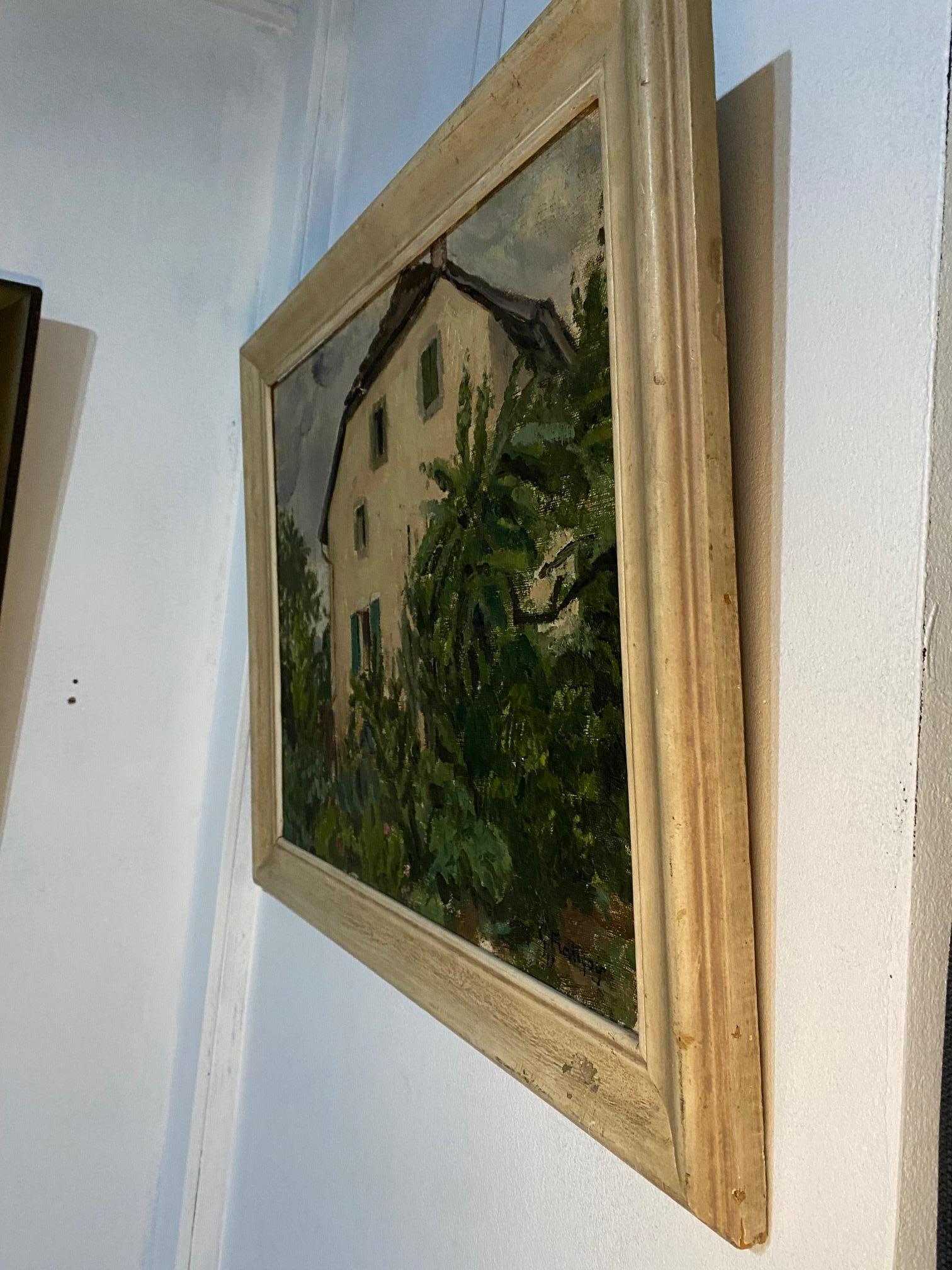 Villa by Gustave François Barraud - Oil on canvas 41x52 cm For Sale 3