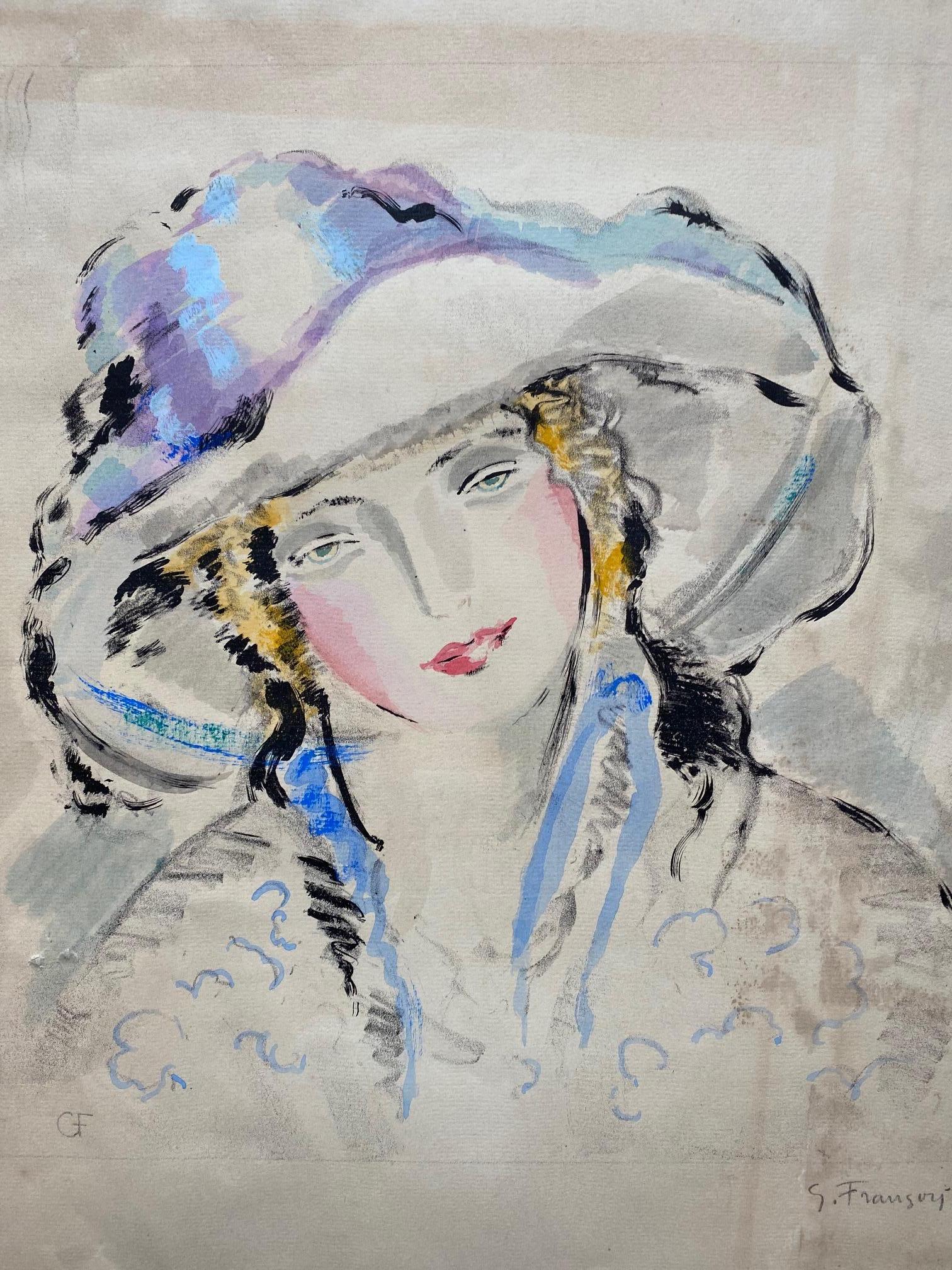 Ritratto di donna di Gustave François - Incisione 44x54 cm