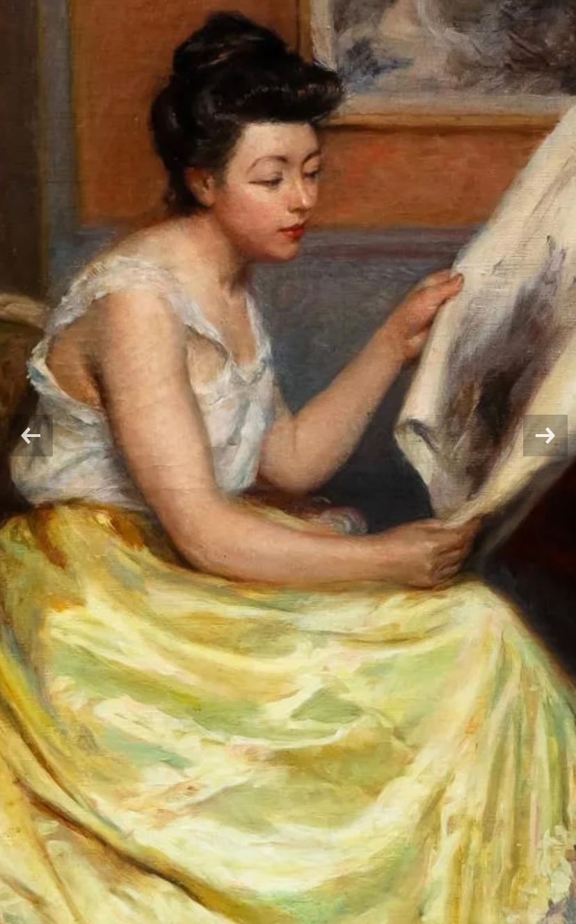Gustave Frédéric Chanet, Japanese Woman in the Painter's Studio, 1909 ...