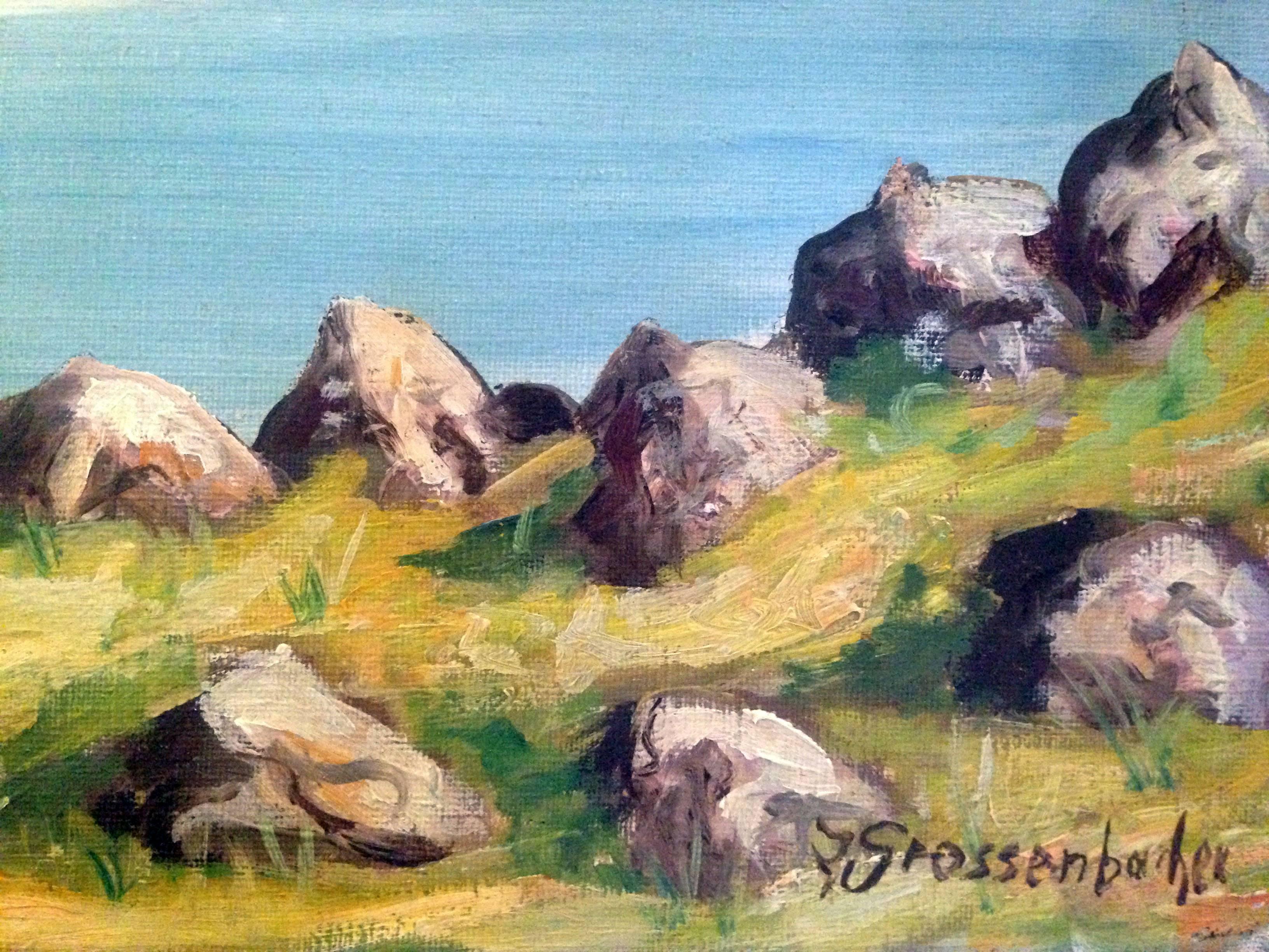 Mitte des Jahrhunderts See Lucerne, Schweiz Landschaft (Impressionismus), Painting, von Gustave Grossenbacher