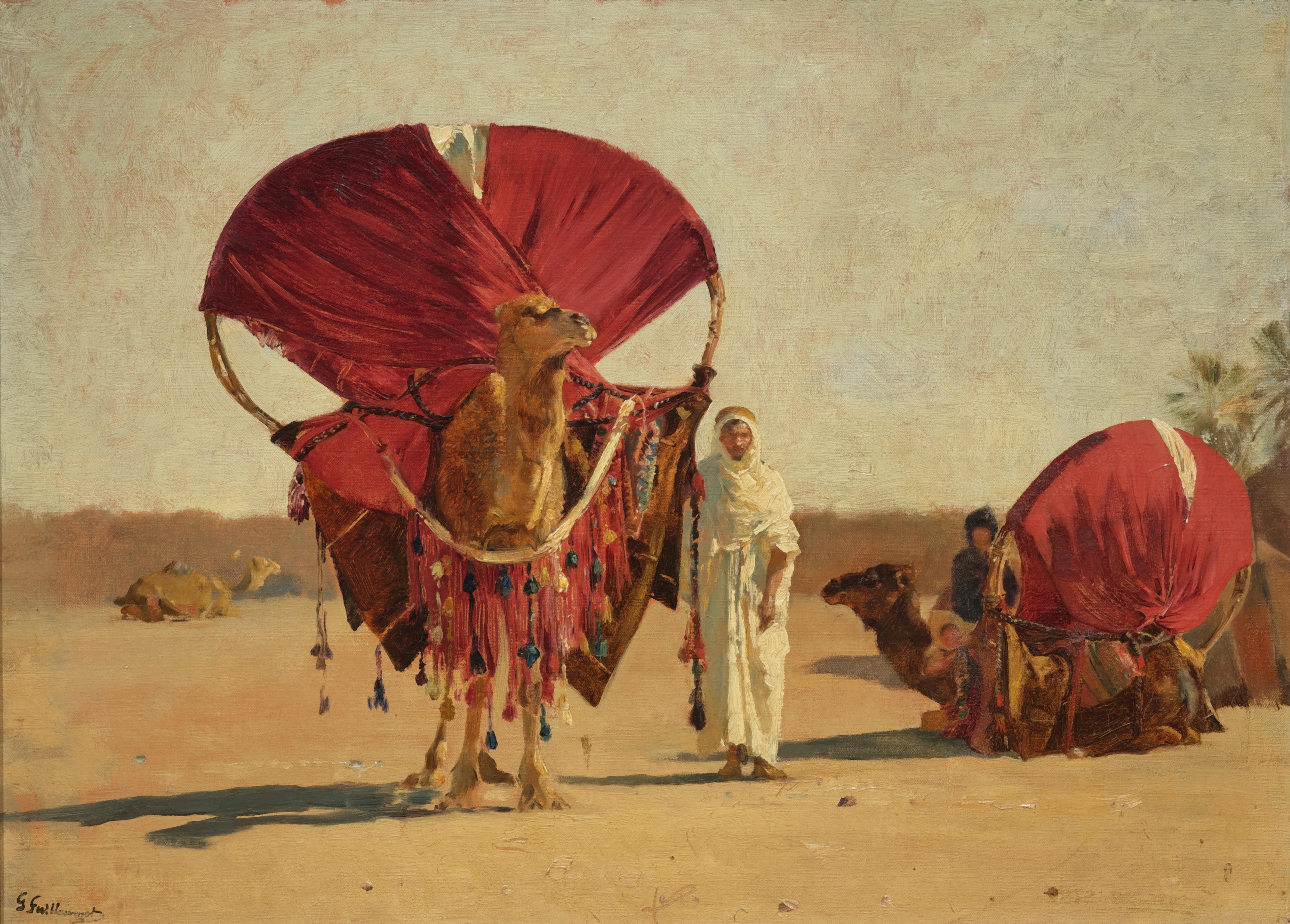 Caravan in the Desert, a painting by Gustave Guillaumet (1840 - 1887) 6