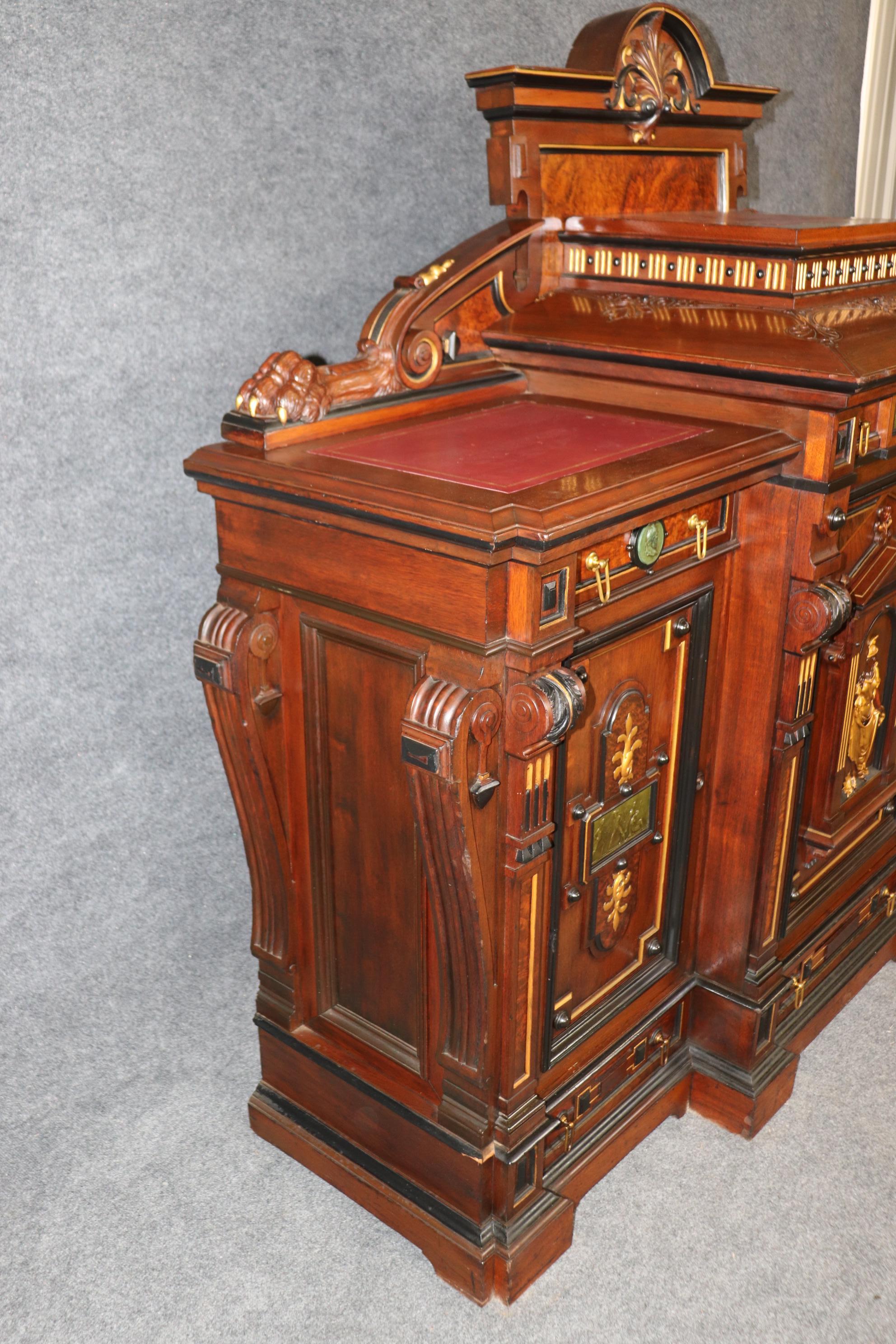 Gustave Herter Grand Carved Gilded Renaissance Revival Victorian Sideboard For Sale 12