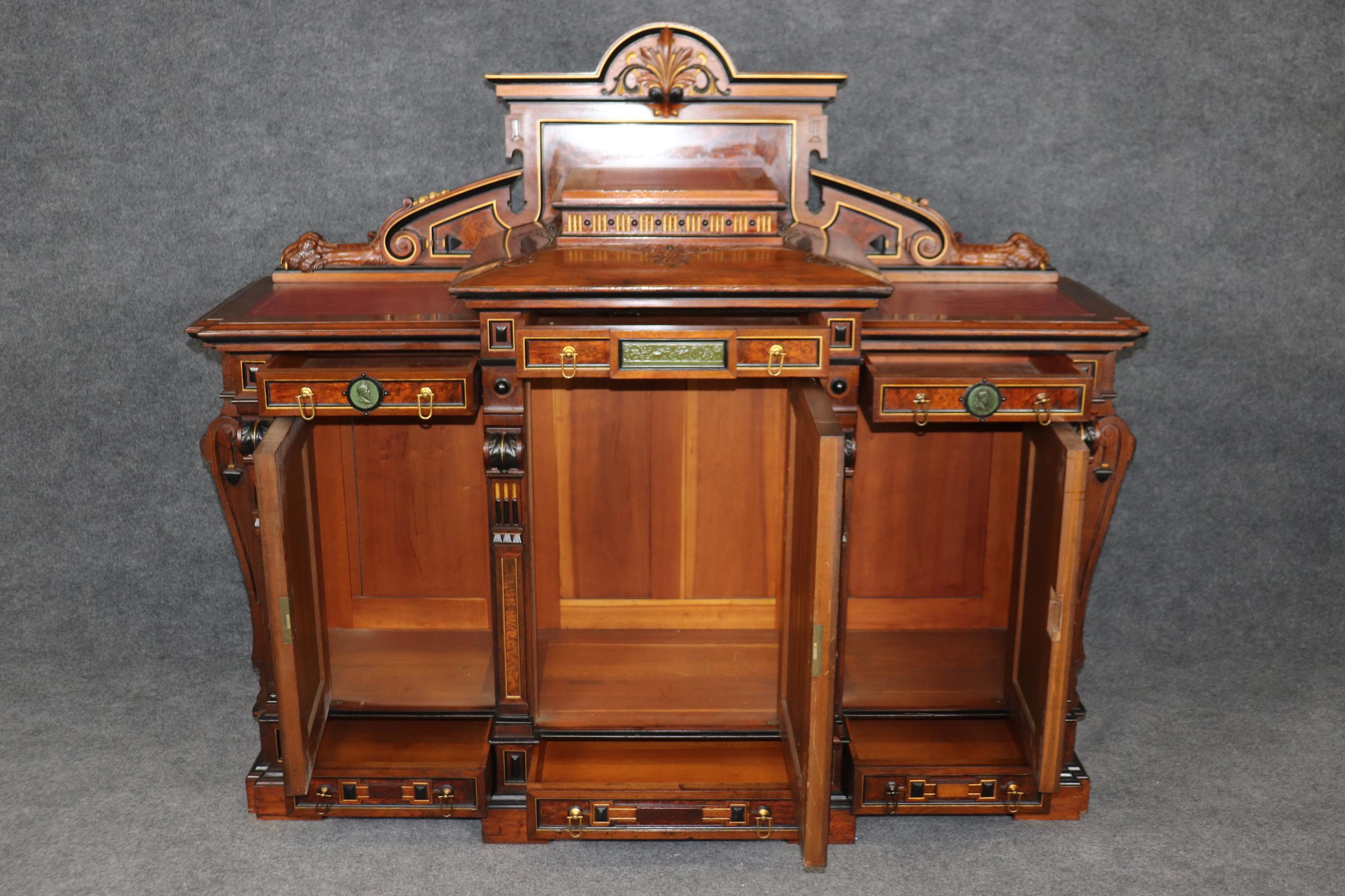 American Gustave Herter Grand Carved Gilded Renaissance Revival Victorian Sideboard For Sale