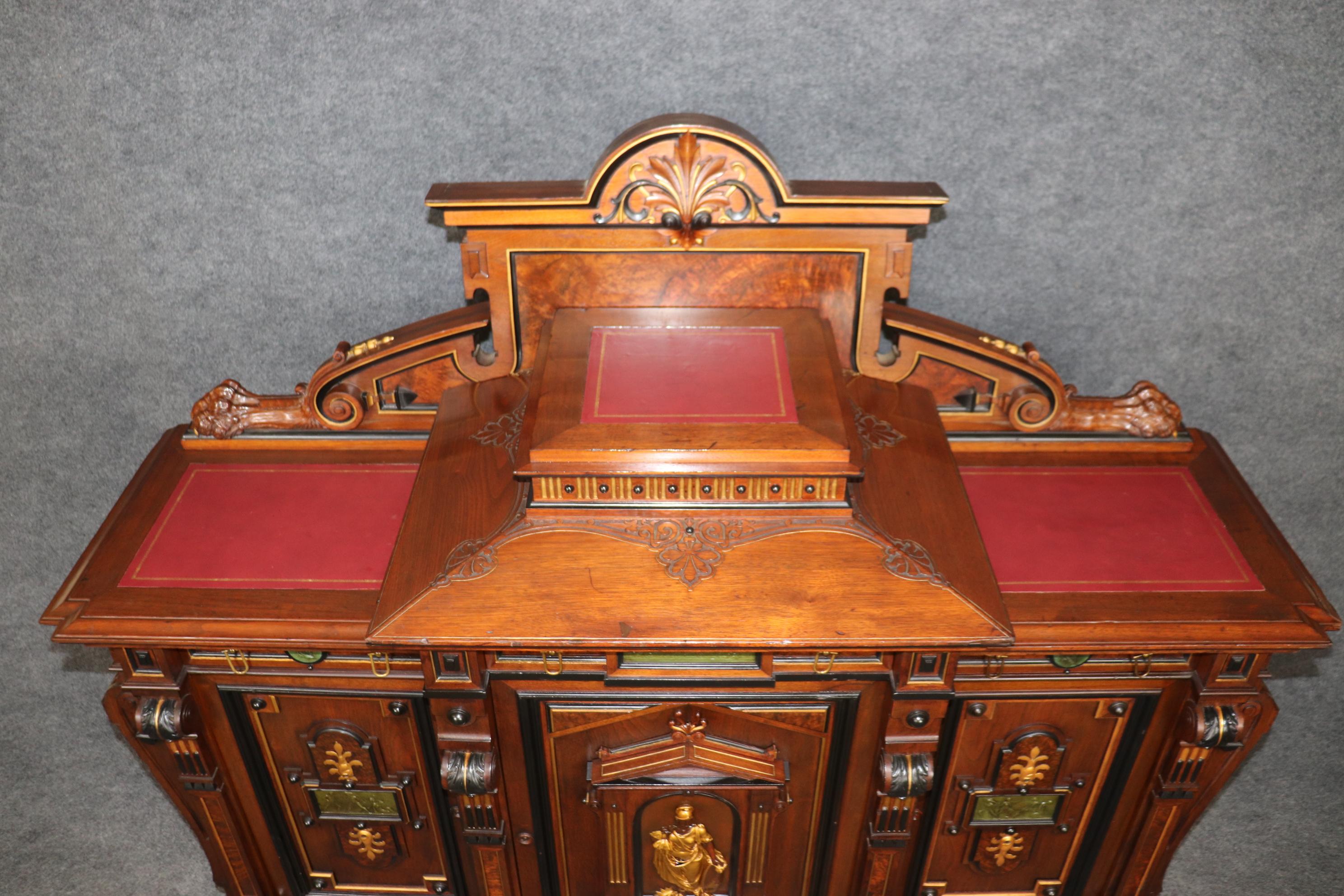 Mid-19th Century Gustave Herter Grand Carved Gilded Renaissance Revival Victorian Sideboard For Sale