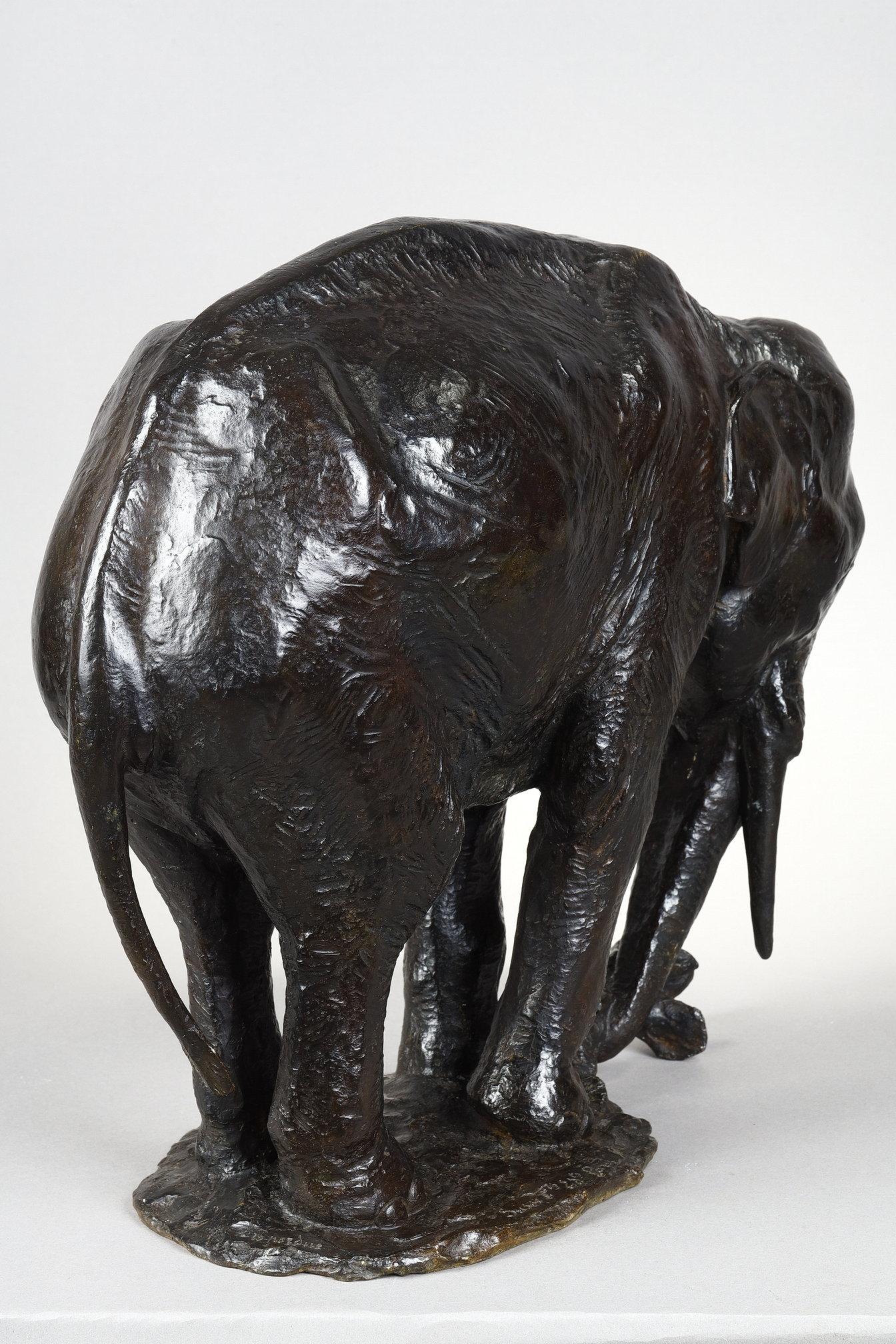 Elephant pulling out a tree trunk For Sale 7