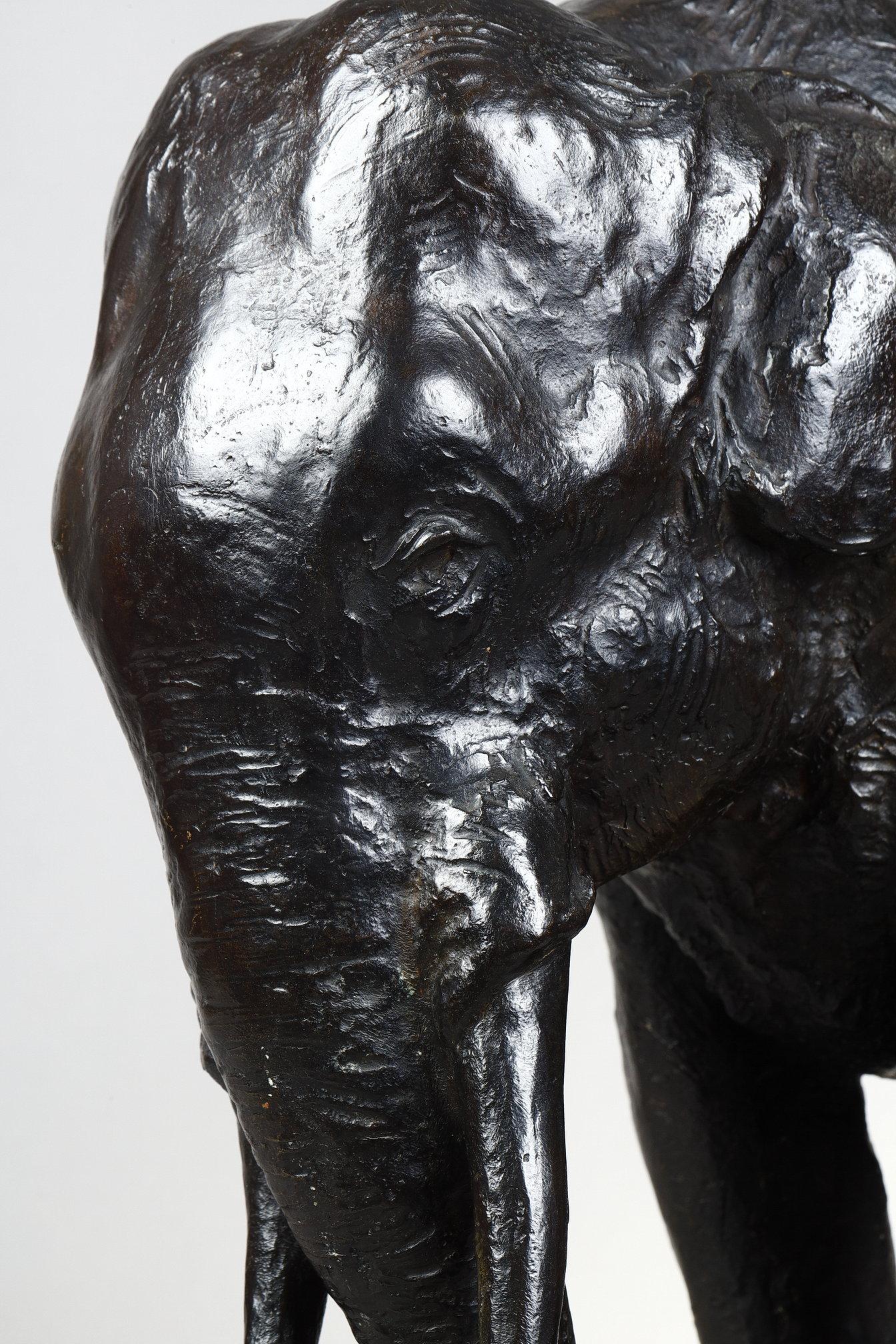 Elephant pulling out a tree trunk For Sale 1