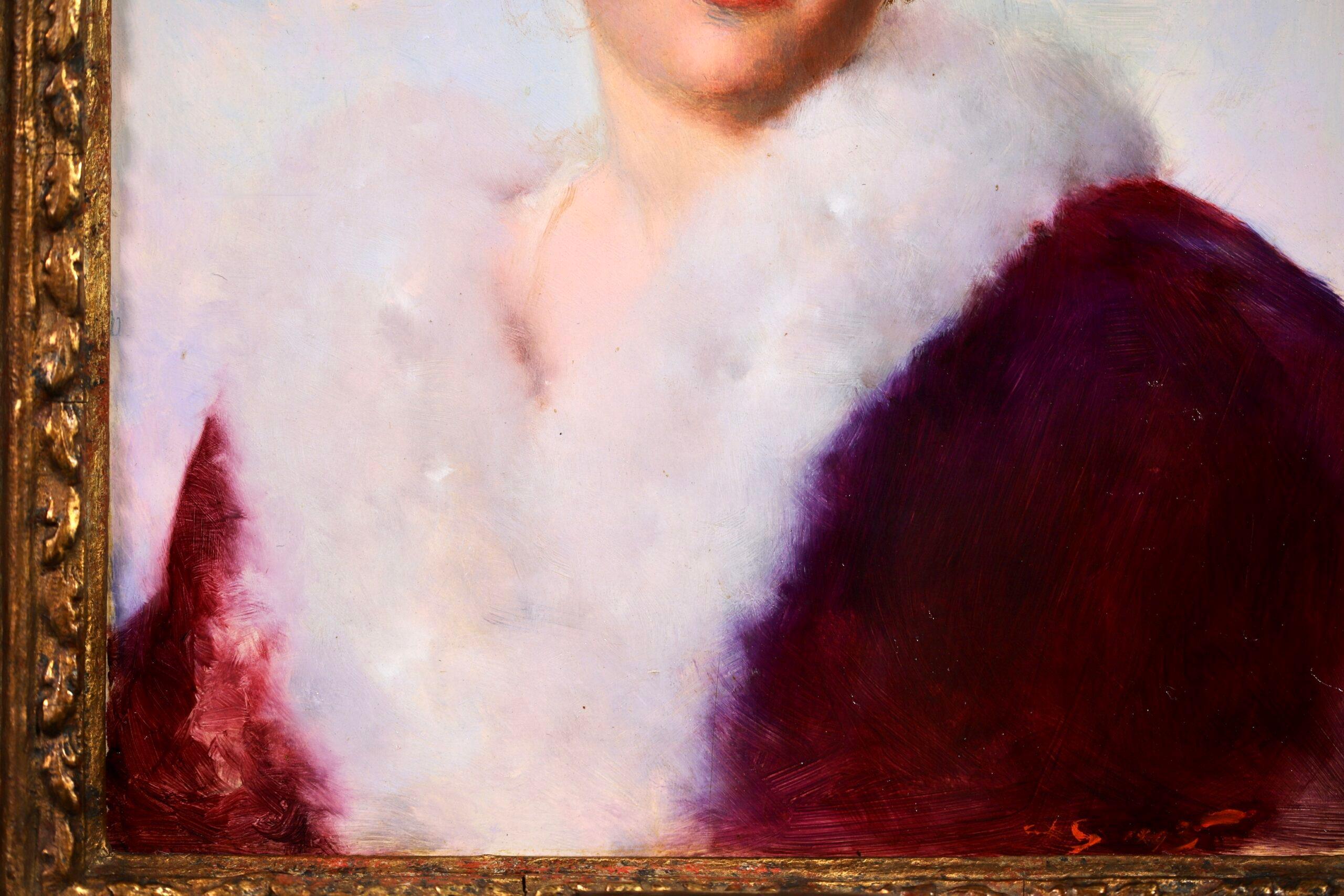 The Easter Bonnet - Romantic Portrait Oil Painting by Gustave Jean Jacquet For Sale 5