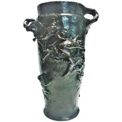 Gustave-Joseph Chéret, Art Nouveau Patinated Bronze Figural Vase, circa 1882