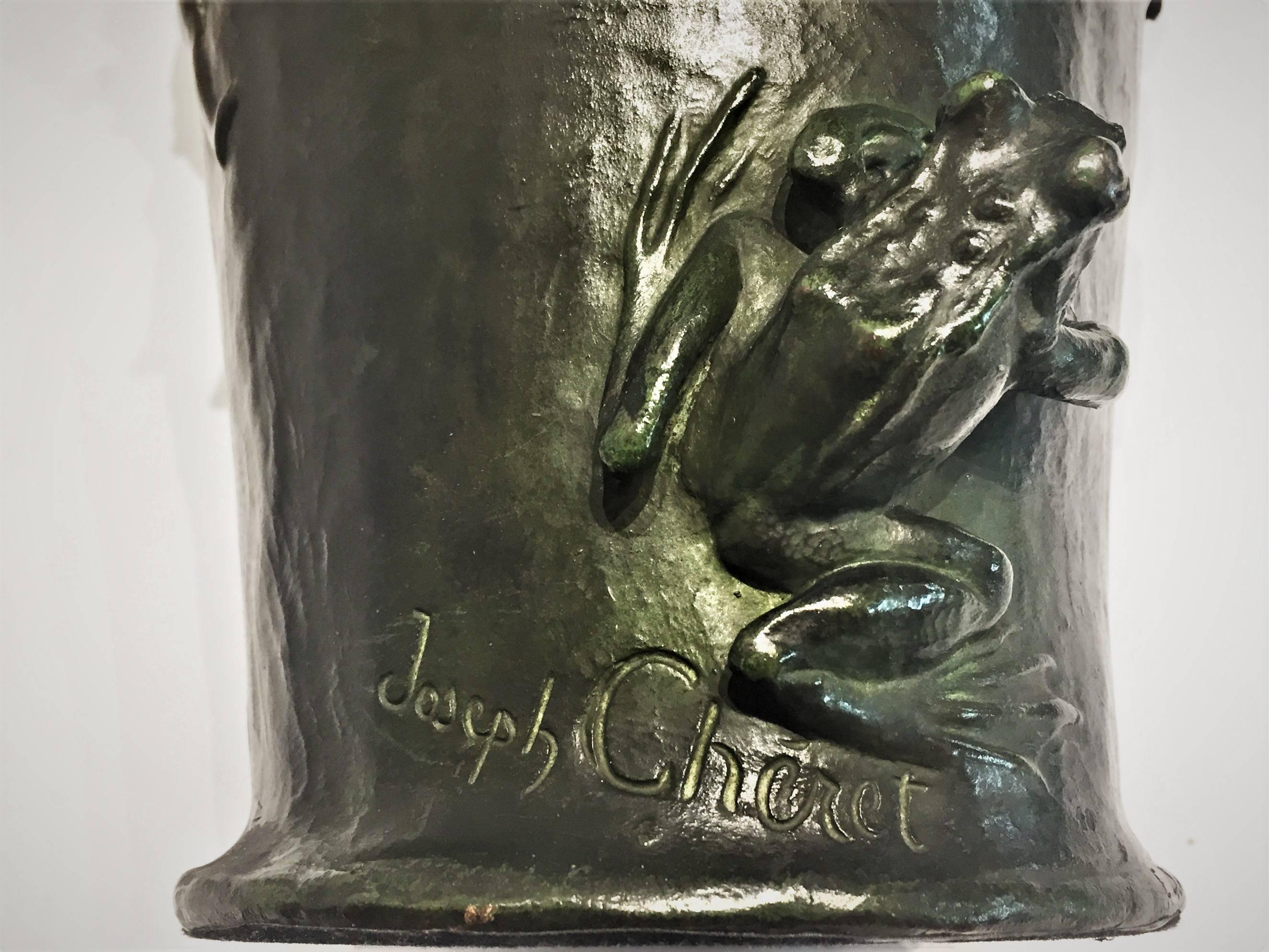 Gustave-Joseph Chéret, Art Nouveau Patinated Bronze Figural Vase, circa 1882 In Good Condition In New York, NY