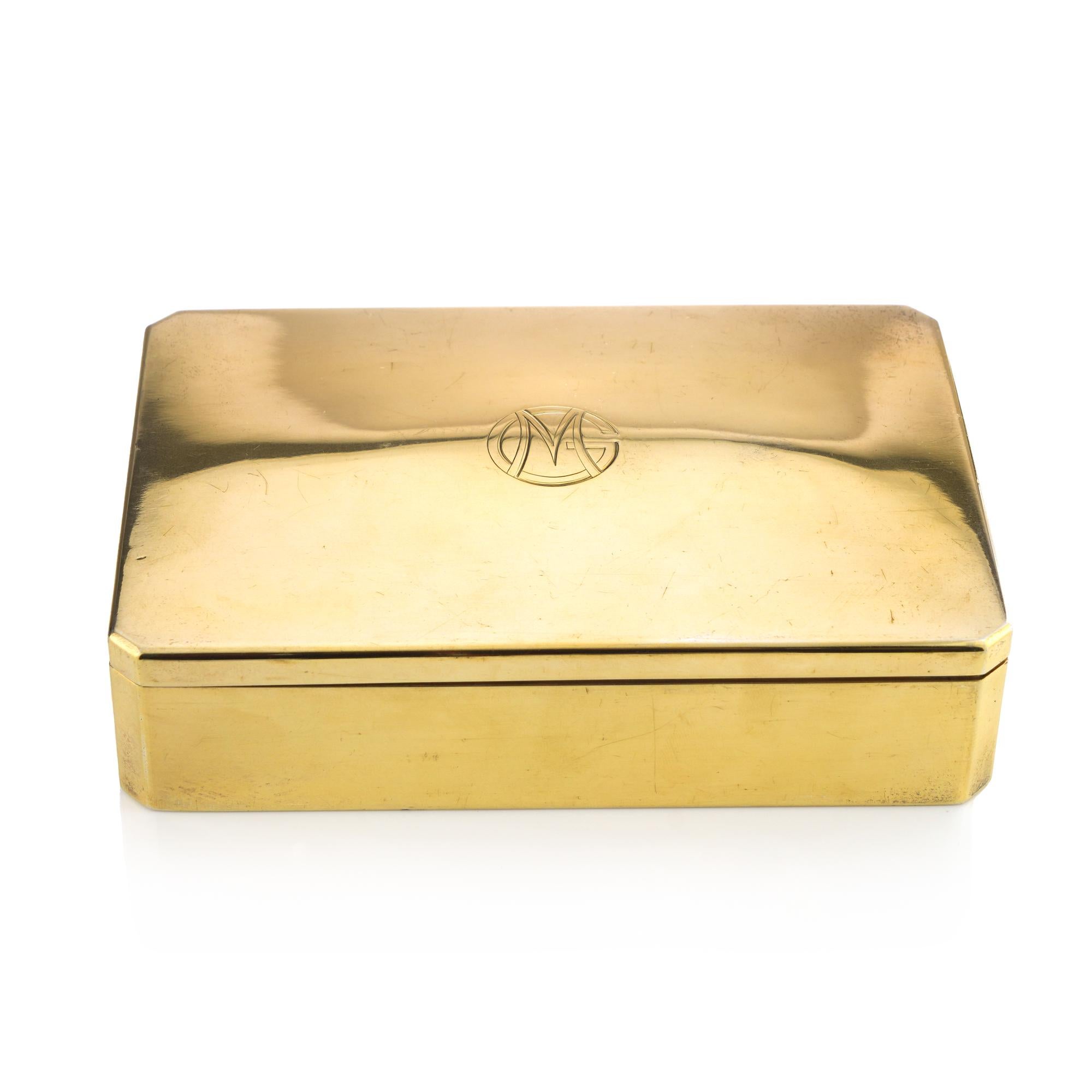French Gustave Keller Art Deco Silver-Gilt Sandwich Box For Sale