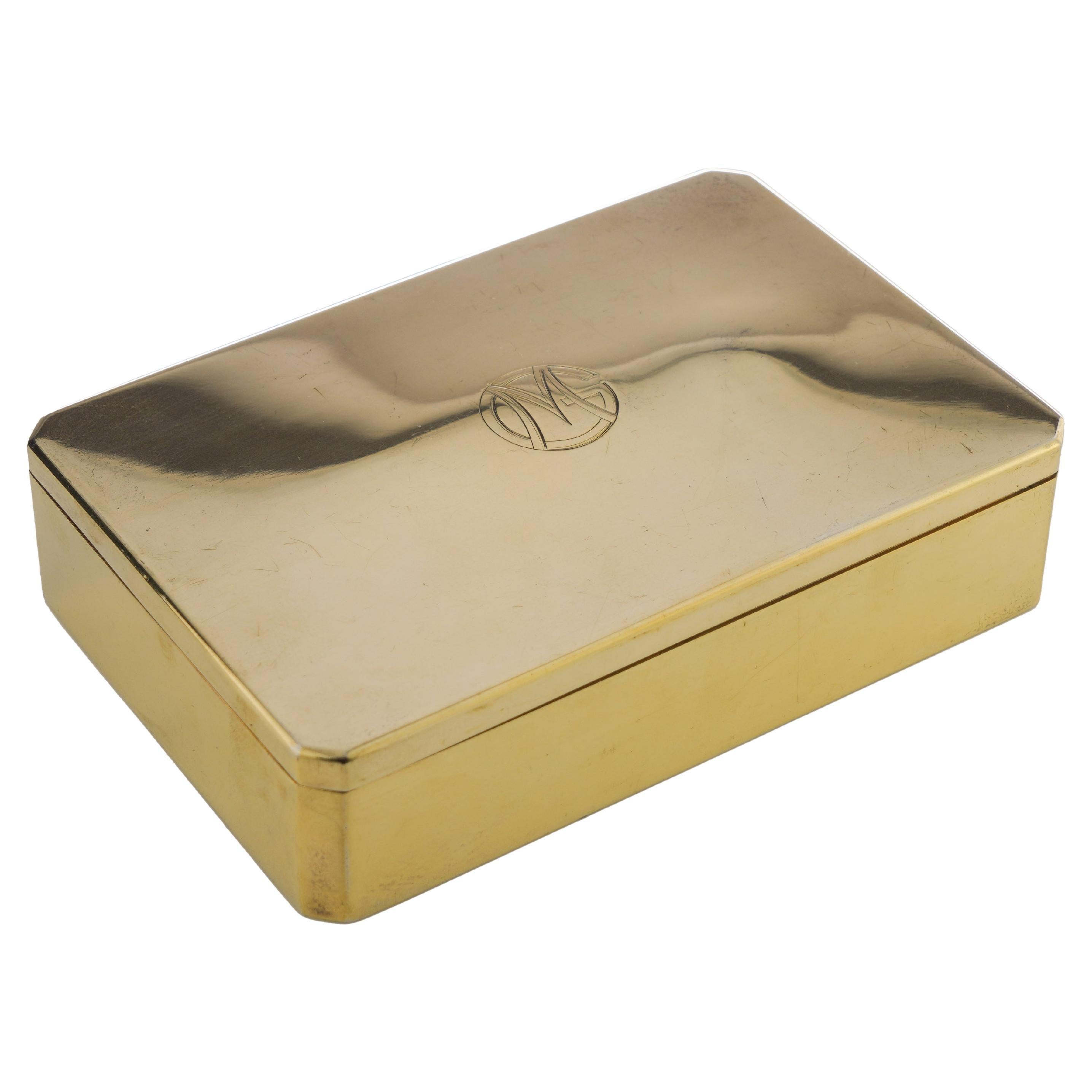 Gustave Keller Art Deco Silver-Gilt Sandwich Box For Sale