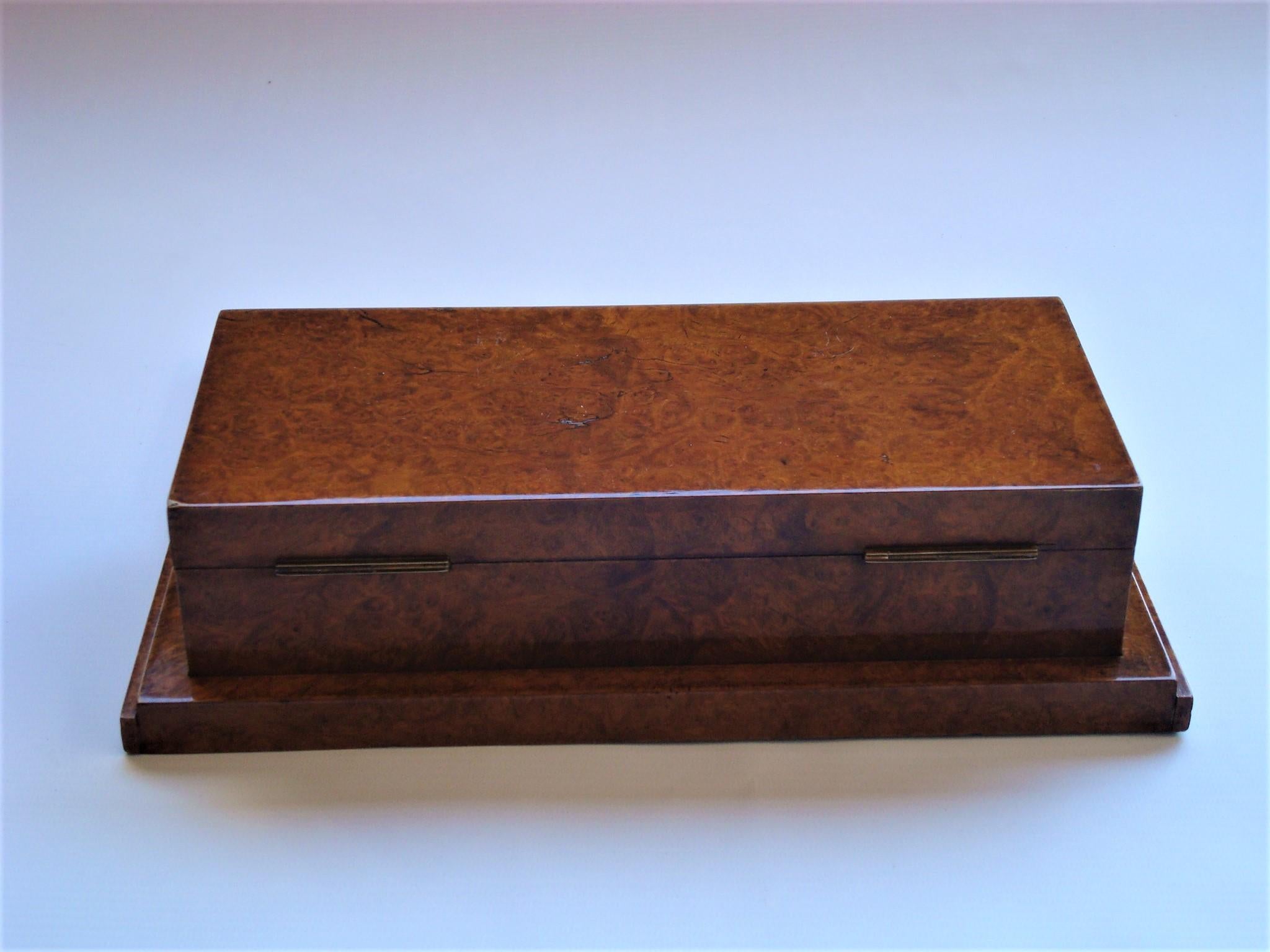 Gustave Keller Paris Cigarette / Cigar Root Box Desk Smokers Set, France 1930´s For Sale 2