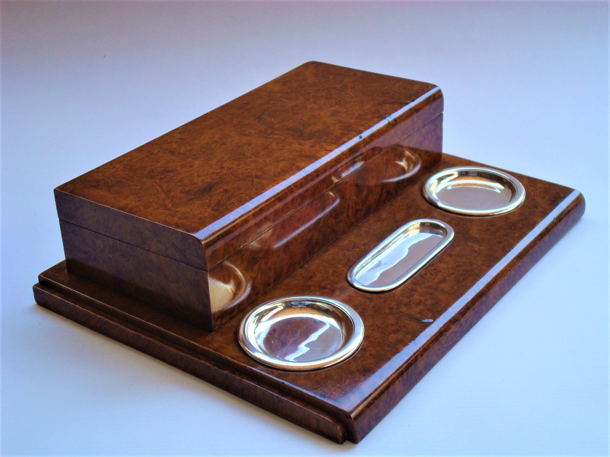 Gustave Keller Paris Cigarette / Cigar Root Box Desk Smokers Set, France 1930´s For Sale 3