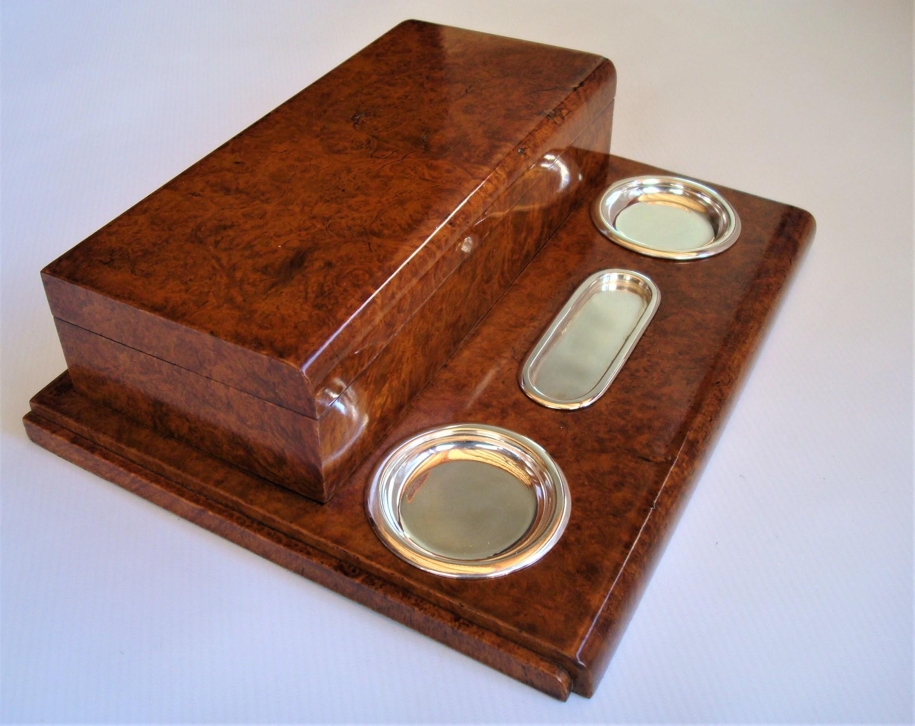 Gustave Keller Paris Cigarette / Cigar Root Box Desk Smokers Set, France 1930´s For Sale 9