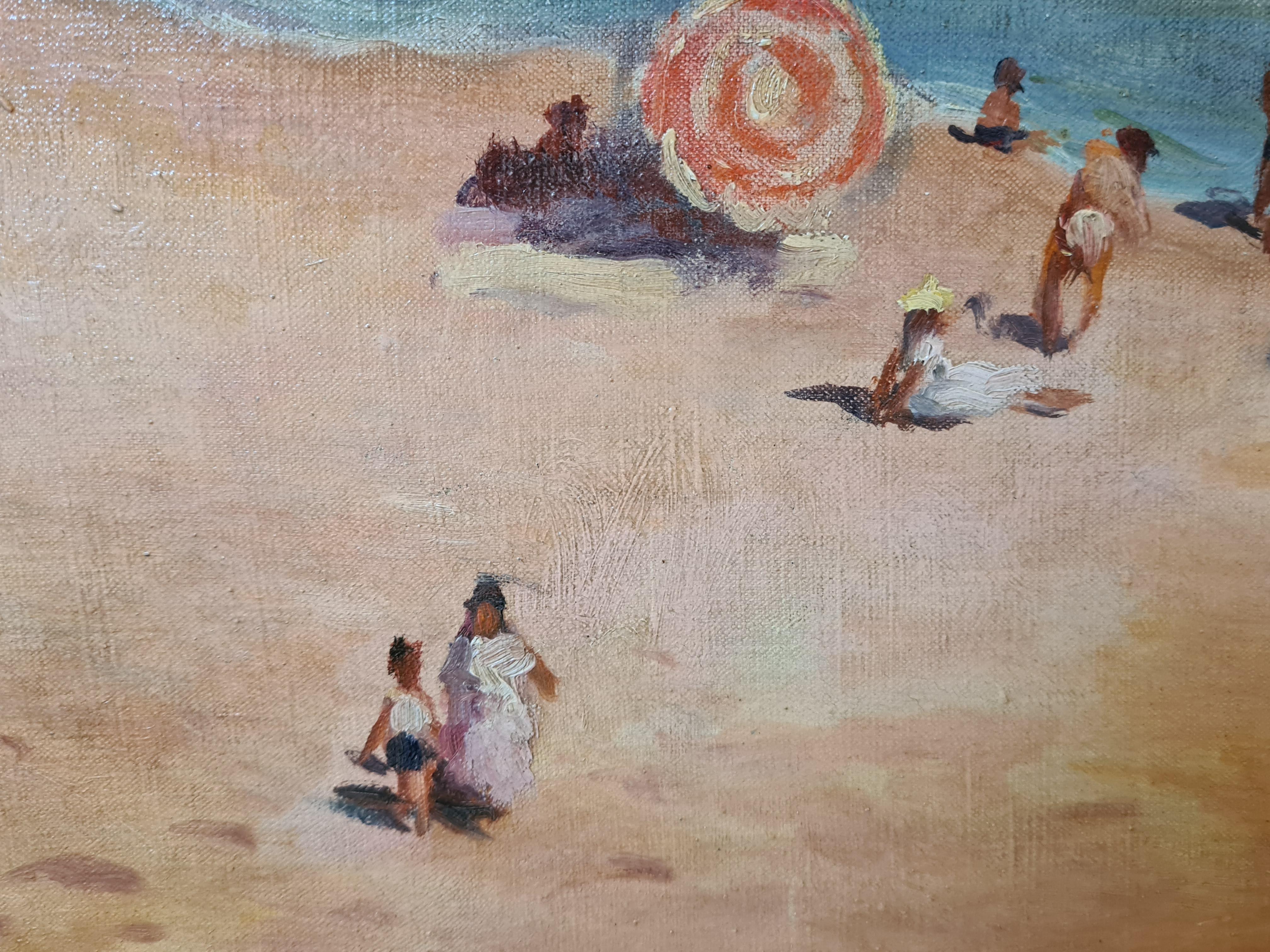  Orientalist Beach Scene, Chenoua Plage, Algerie, Oil On Canvas. For Sale 3