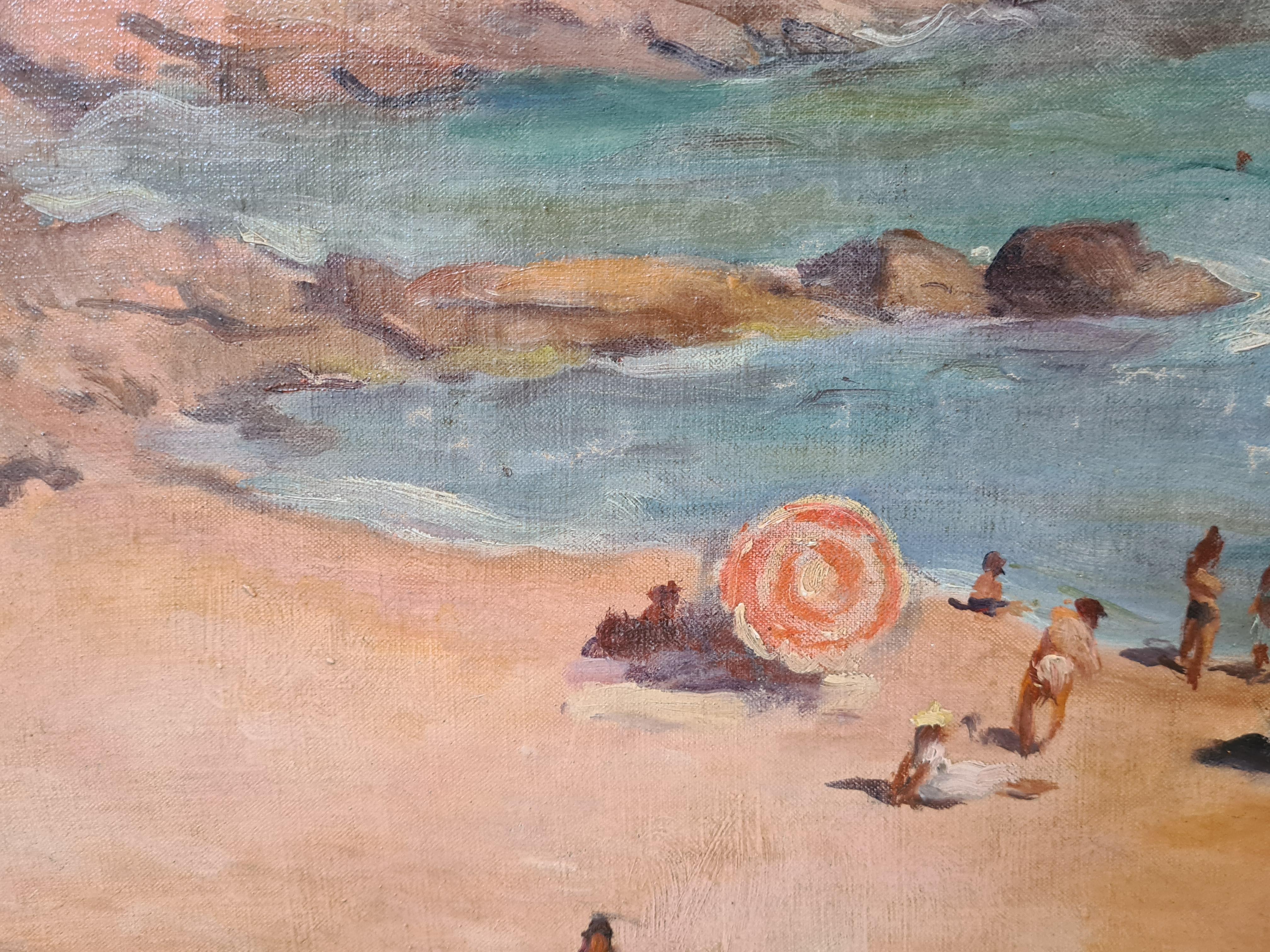  Orientalist Beach Scene, Chenoua Plage, Algerie, Oil On Canvas. For Sale 6