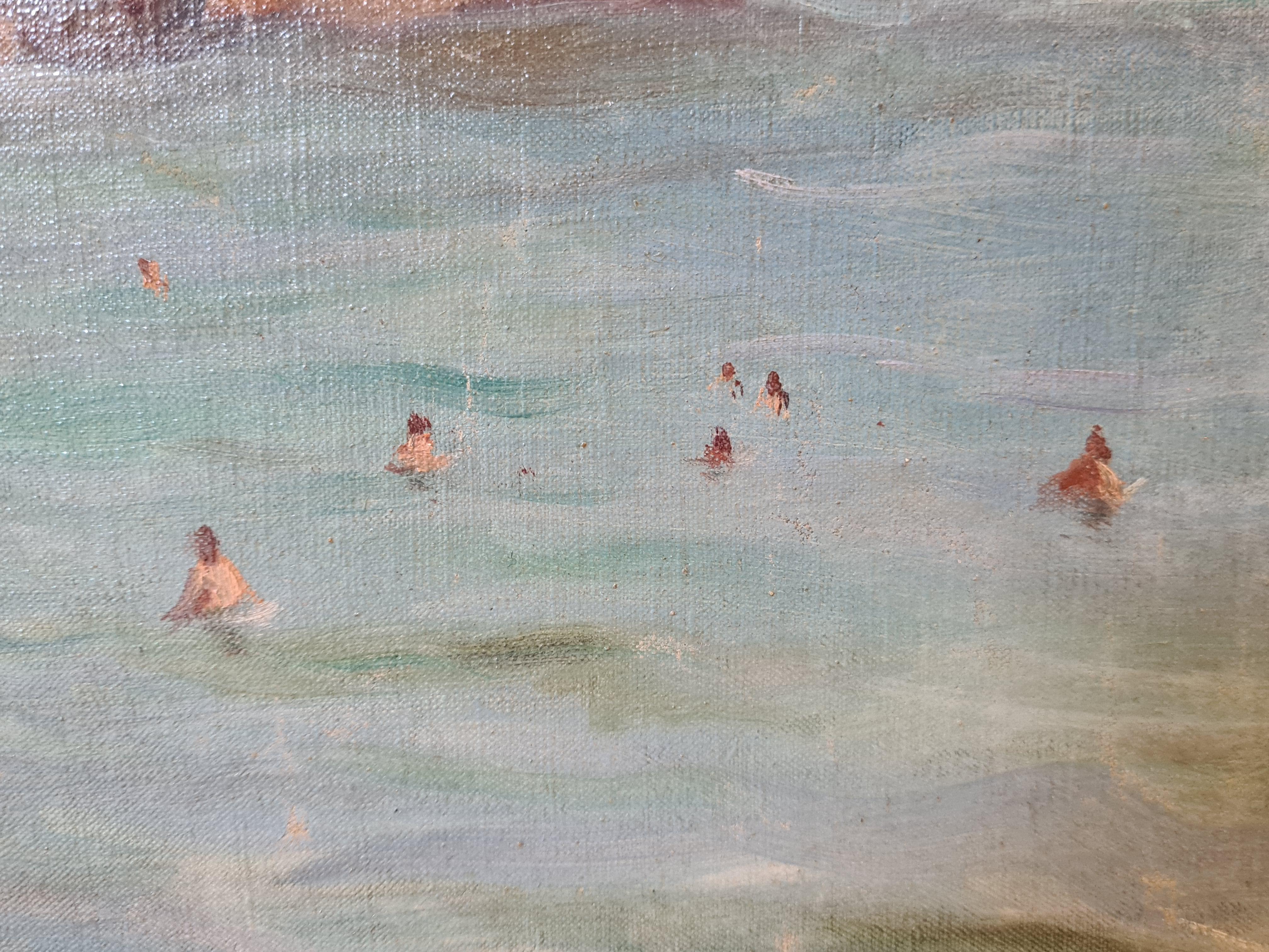  Orientalist Beach Scene, Chenoua Plage, Algerie, Oil On Canvas. For Sale 8