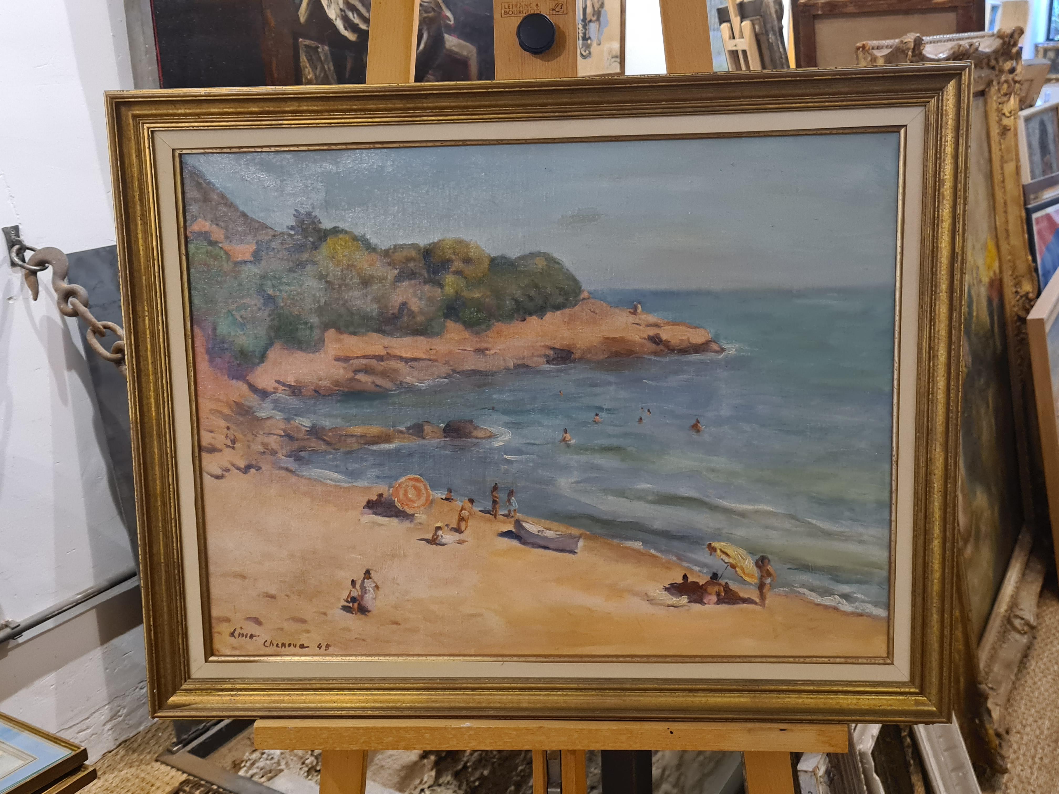  Orientalist Beach Scene, Chenoua Plage, Algerie, Oil On Canvas. For Sale 12