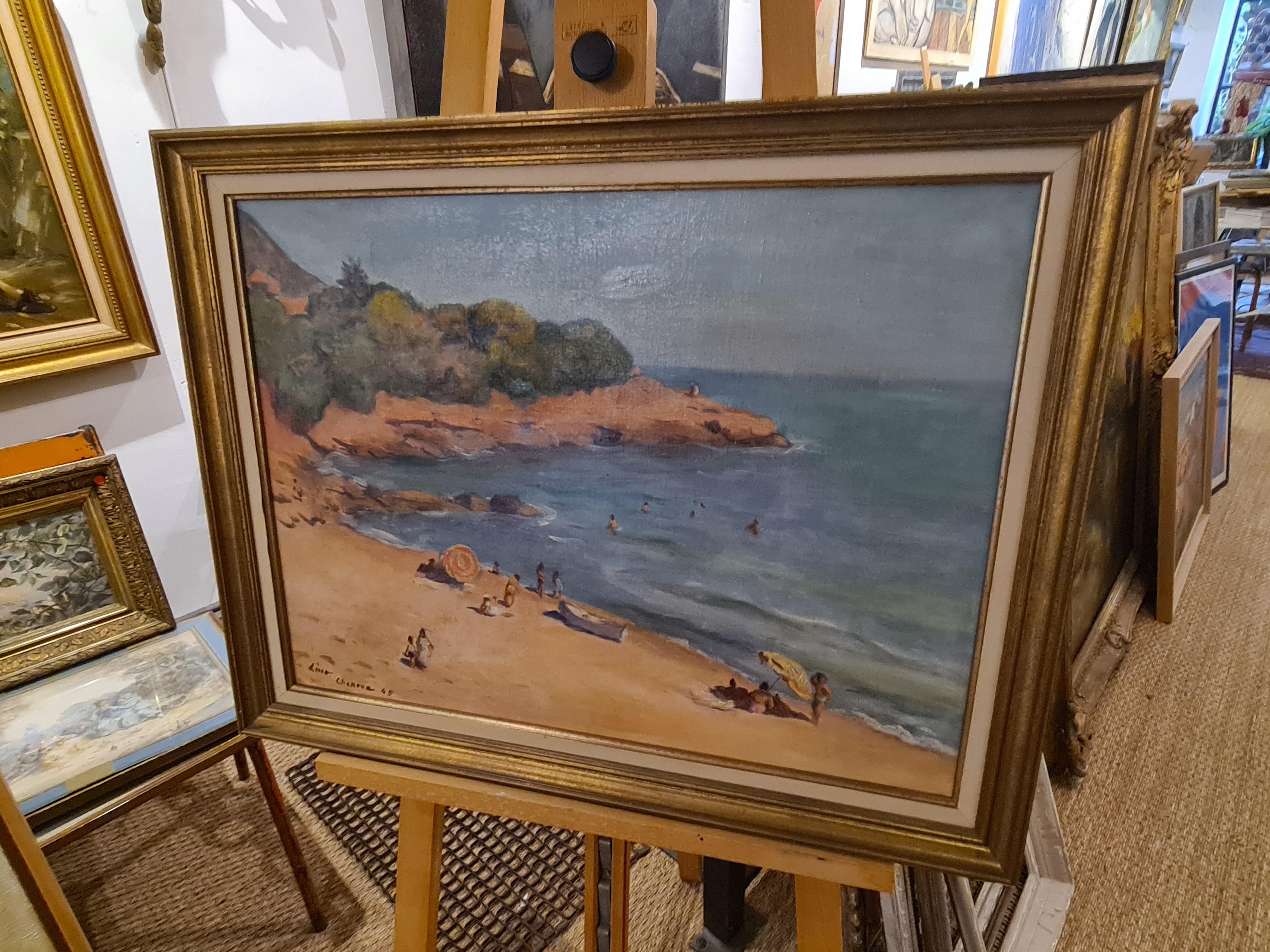  Orientalist Beach Scene, Chenoua Plage, Algerie, Oil On Canvas. For Sale 13