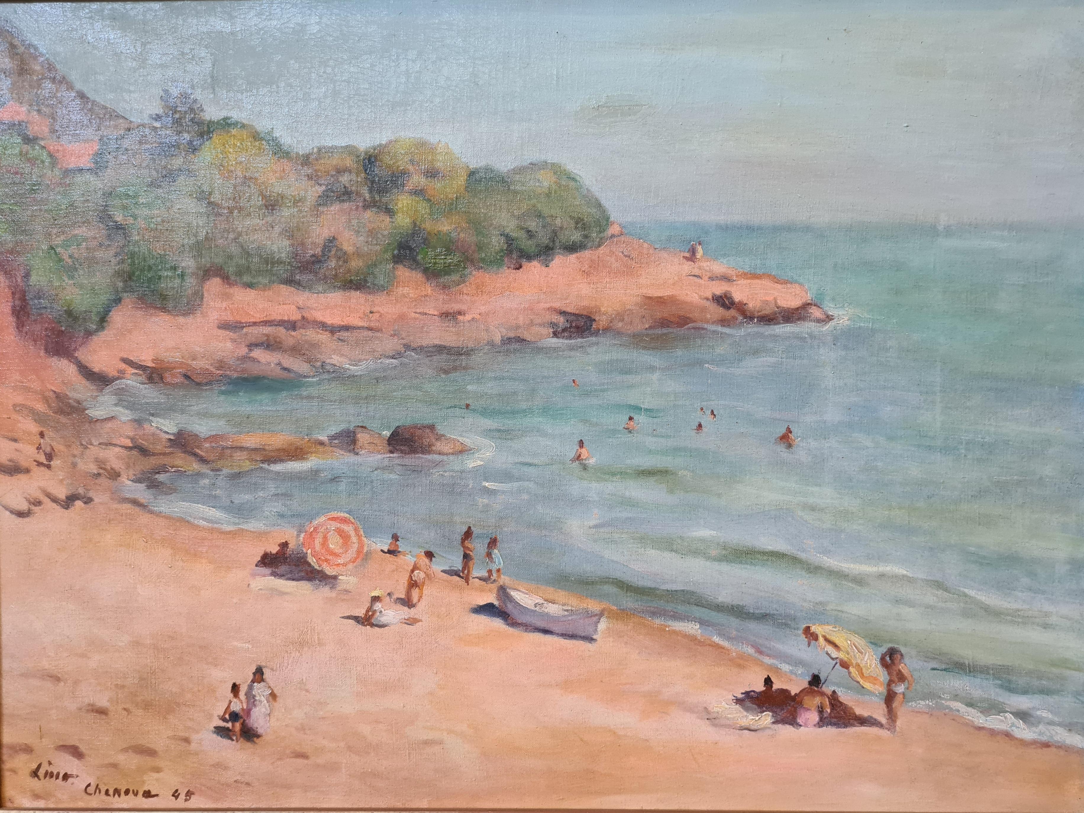  Orientalist Beach Scene, Chenoua Plage, Algerie, Oil On Canvas. For Sale 1
