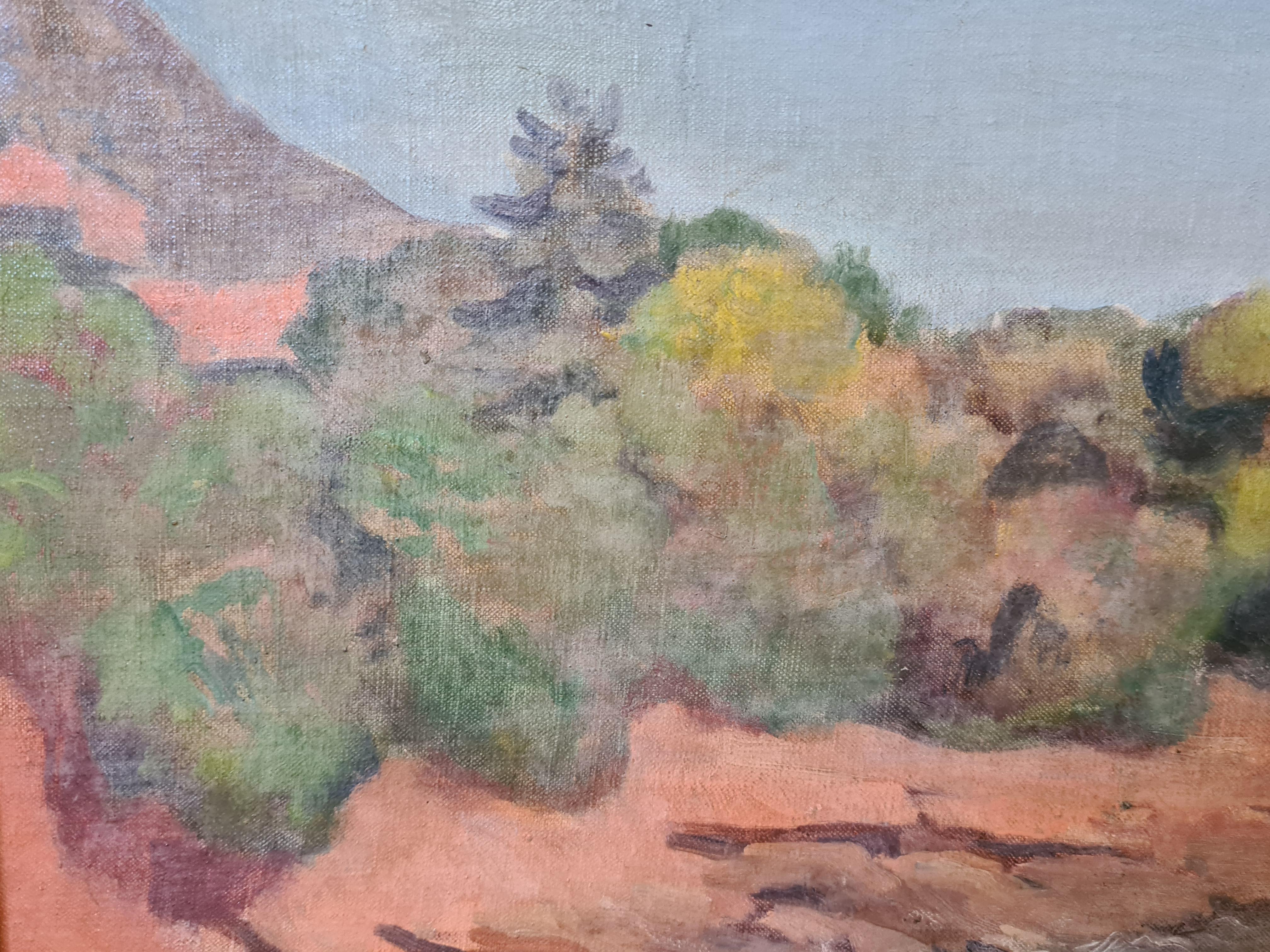 Scène de plage orientaliste, Plage de Chenoua, Algérie, huile sur toile. 1
