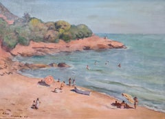  Orientalist Beach Scene, Chenoua Plage, Algerie, Oil On Canvas.