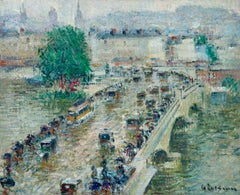 Le Pont Corneille a Rouen - Post Impressionist Oil, City Landscape by G Loiseau