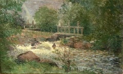 "Le Torrent" French Post-Impressionist framed oil on canvas