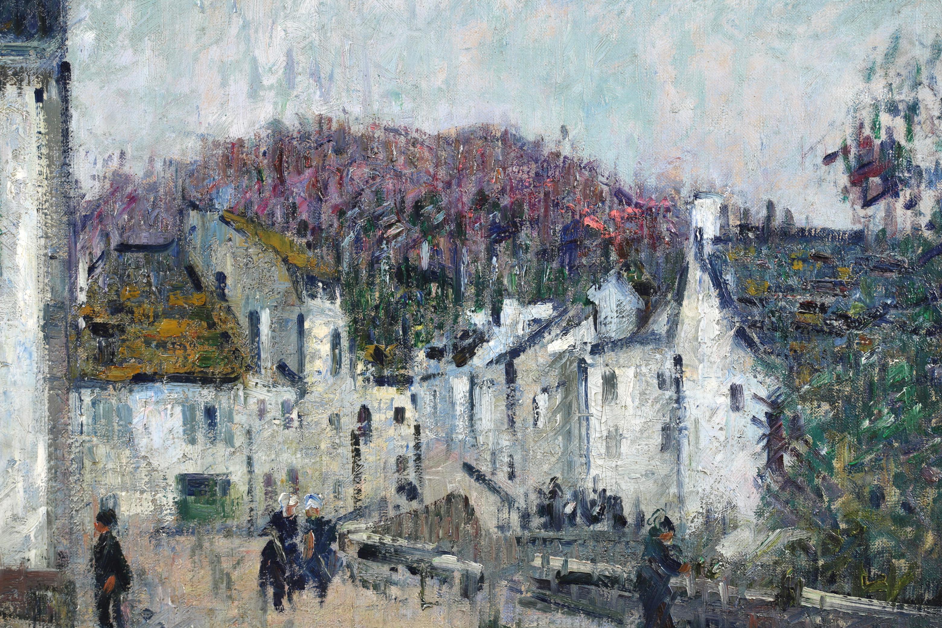 A very beautiful large signed oil on canvas by Gustave Loiseau depicting figures in the street at Pont Aven in brittany. The work is signed lower left and unlined on its original canvas. This work will be included in the forthcoming catalogue