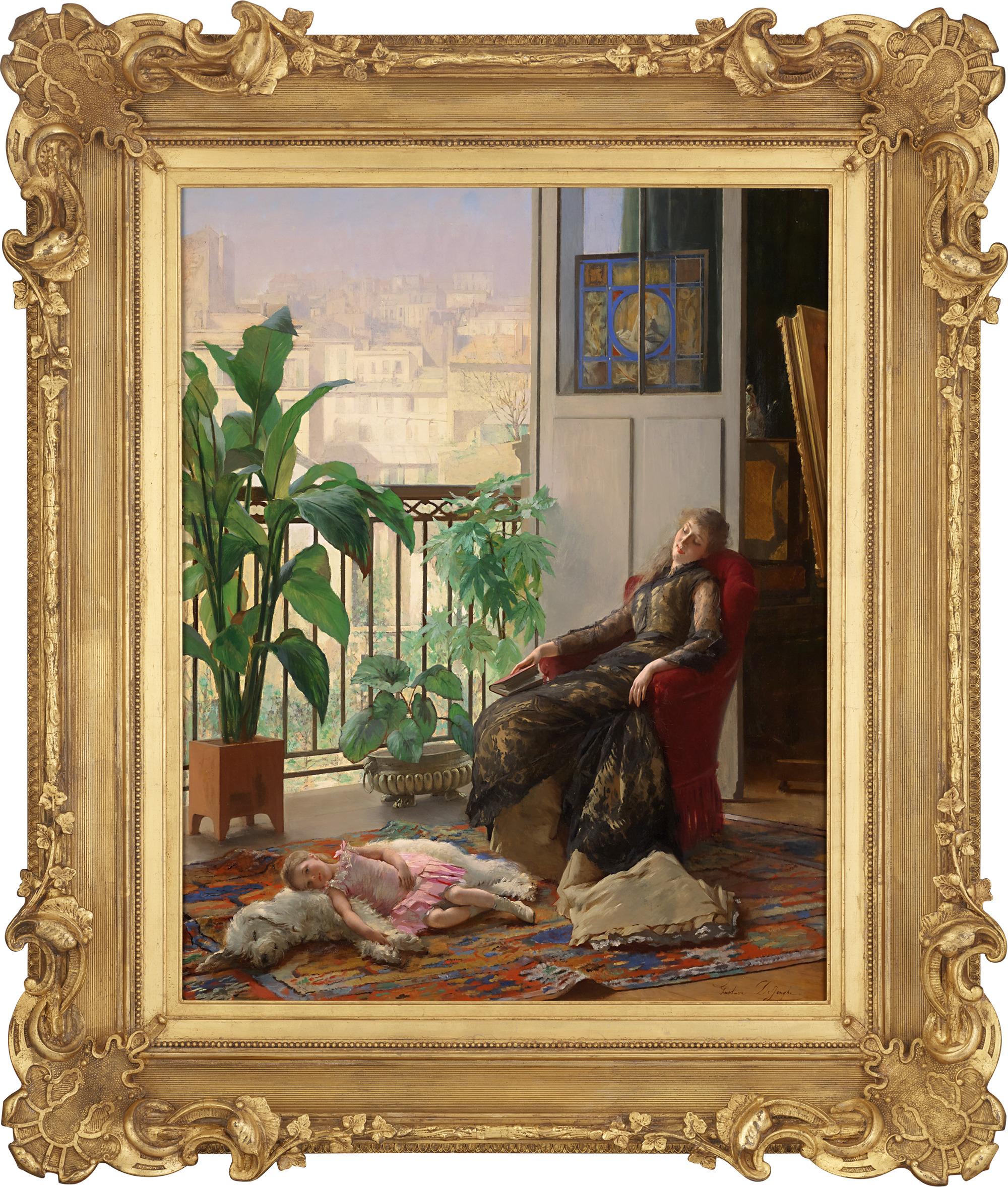 Afternoon Repose By Gustave Léonard De Jonghe - Painting by Gustave Léonard de Jonghe