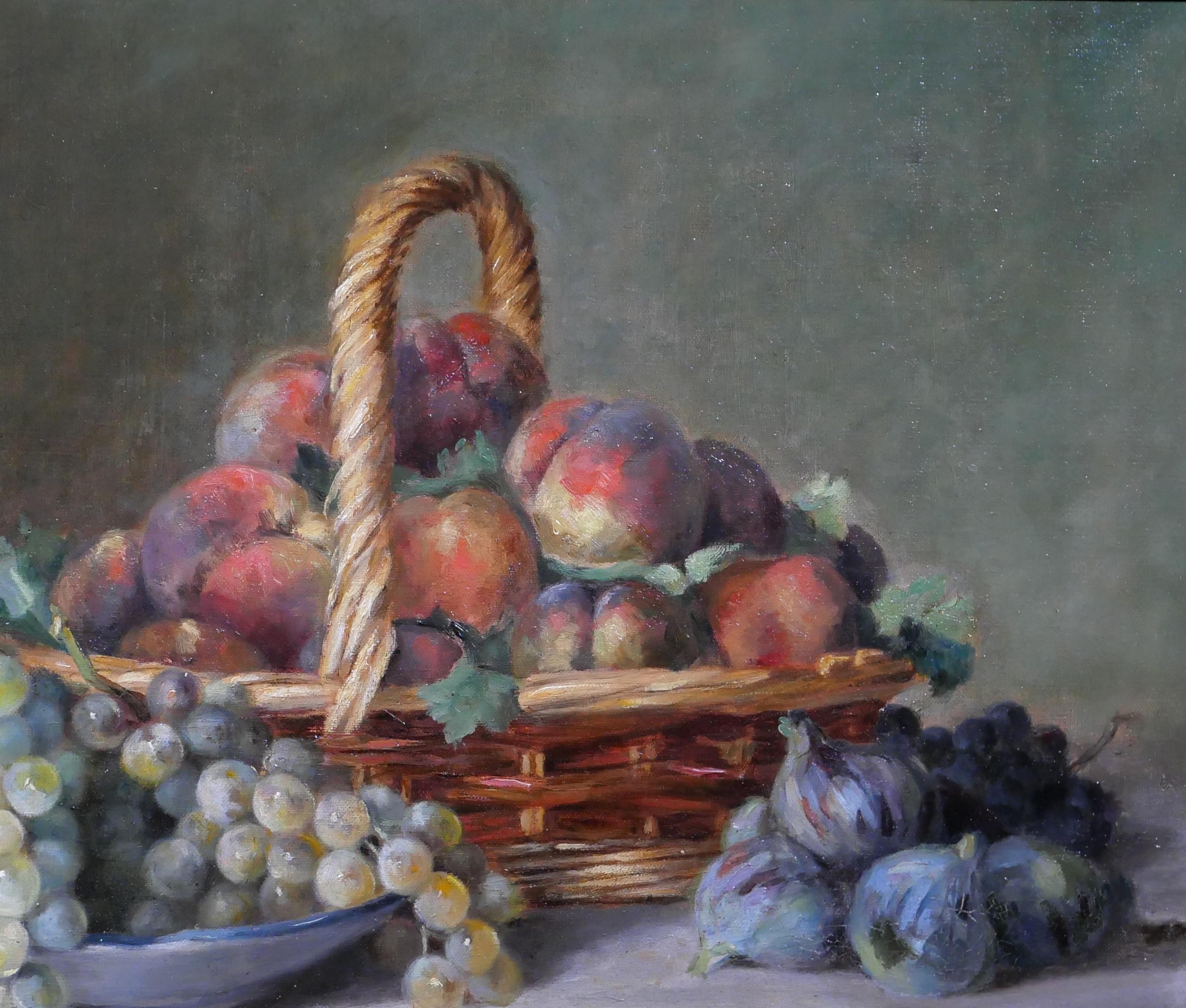Still life with peaches, grapes and figs For Sale 2