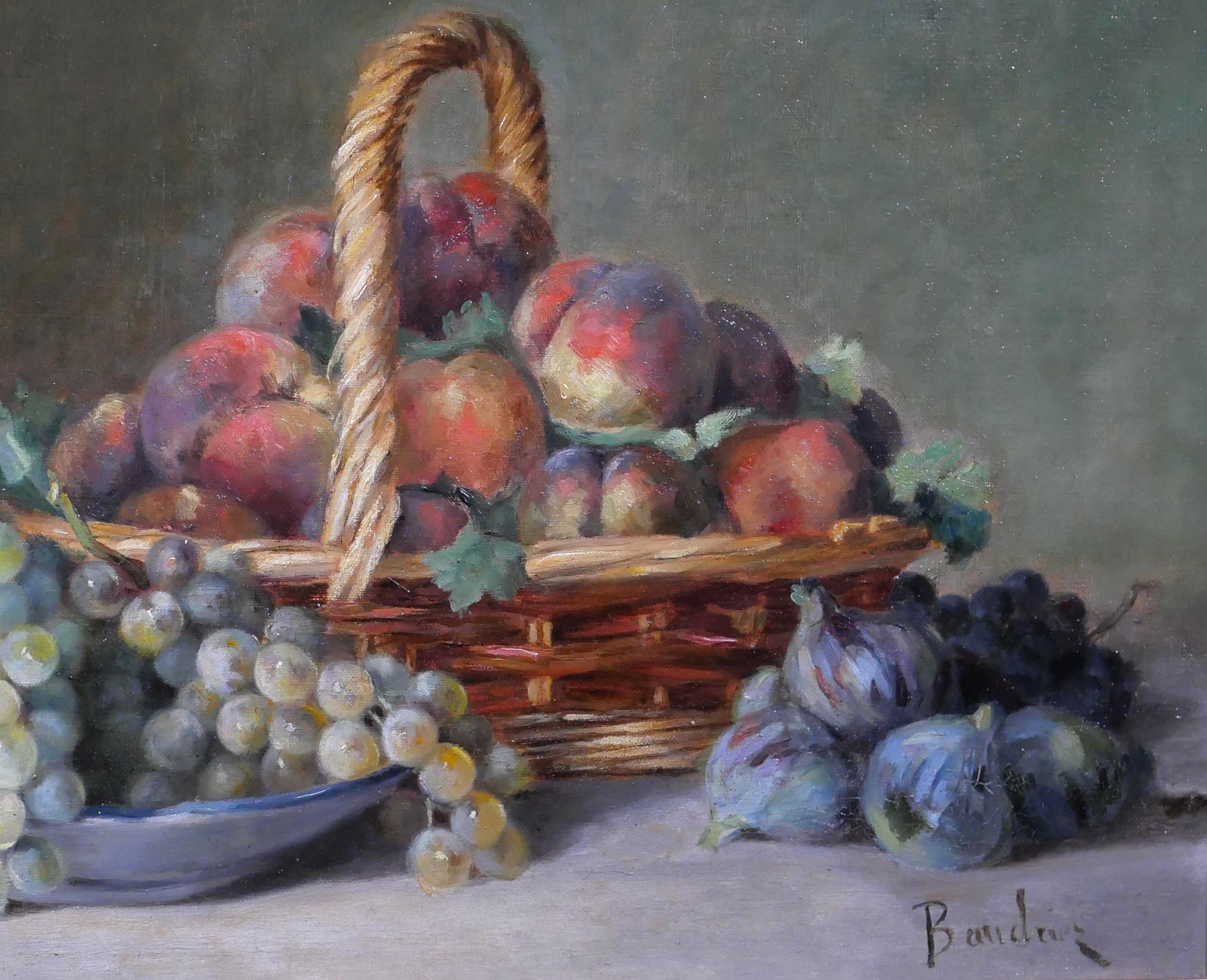 Still life with peaches, grapes and figs For Sale 3