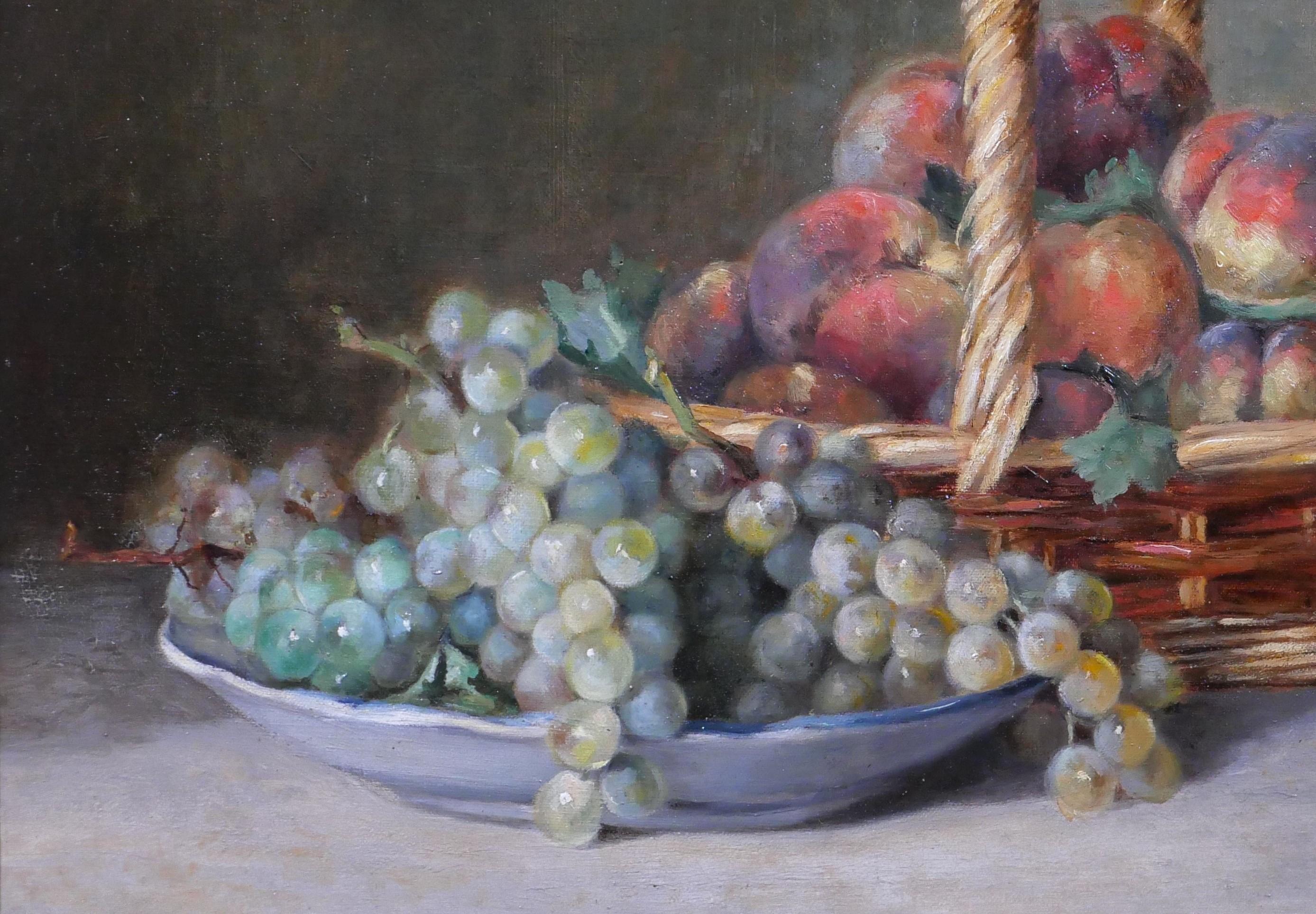 Still life with peaches, grapes and figs For Sale 4