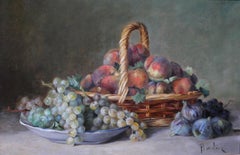 Stillleben mit Pfirsichen, Trauben und Früchten